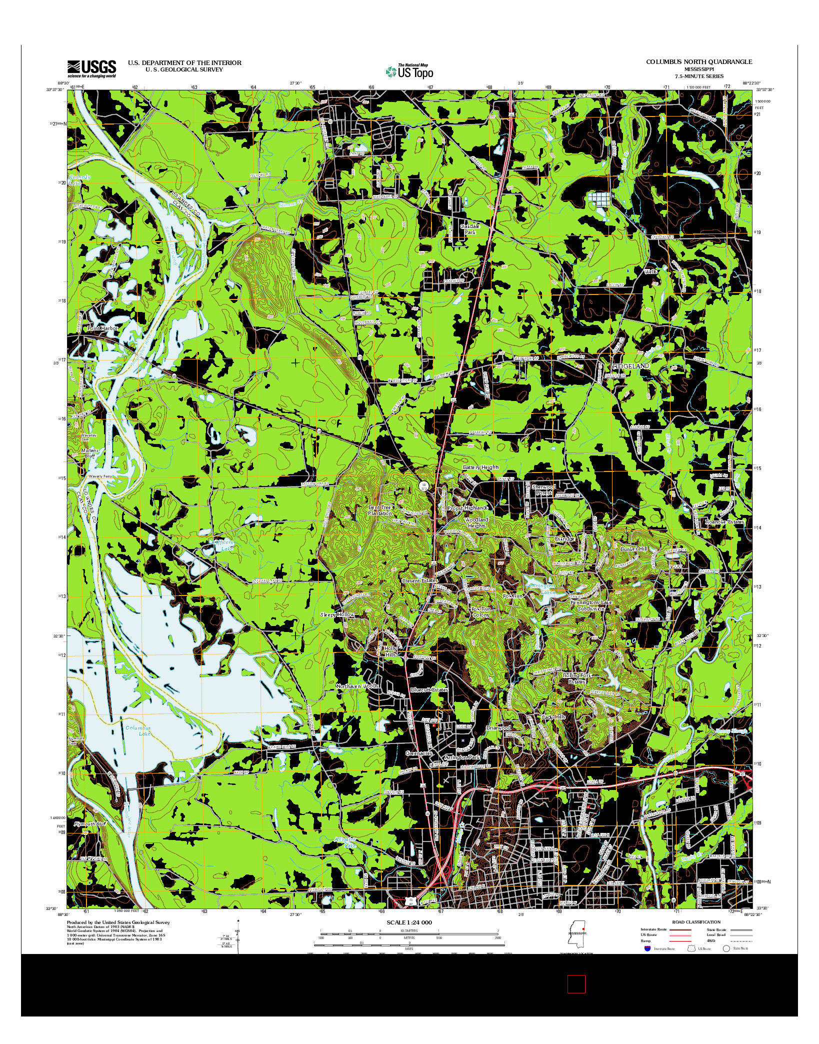 USGS US TOPO 7.5-MINUTE MAP FOR COLUMBUS NORTH, MS 2012