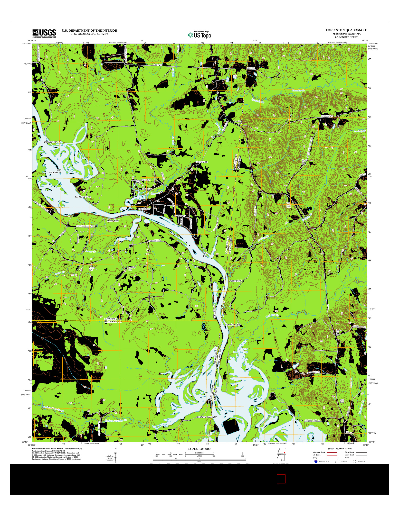 USGS US TOPO 7.5-MINUTE MAP FOR FORRESTON, MS-AL 2012