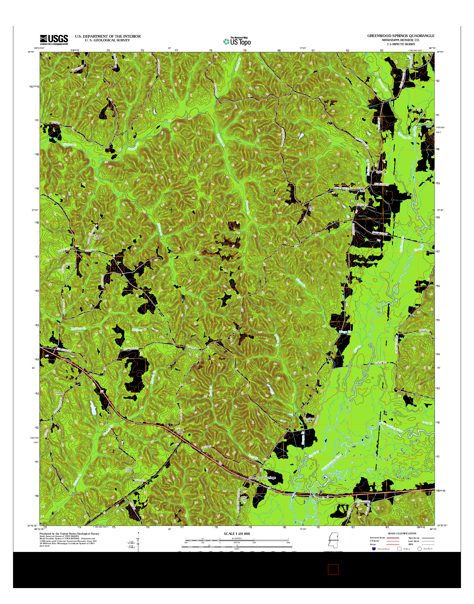 USGS US TOPO 7.5-MINUTE MAP FOR GREENWOOD SPRINGS, MS 2012