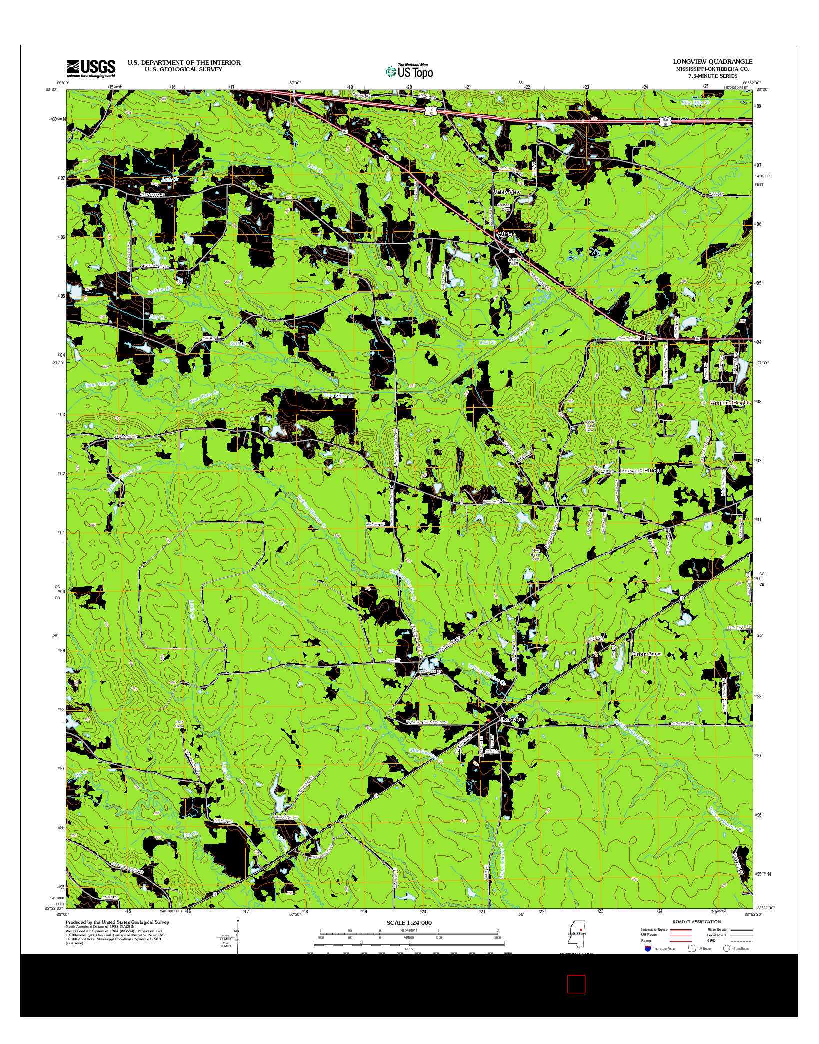 USGS US TOPO 7.5-MINUTE MAP FOR LONGVIEW, MS 2012