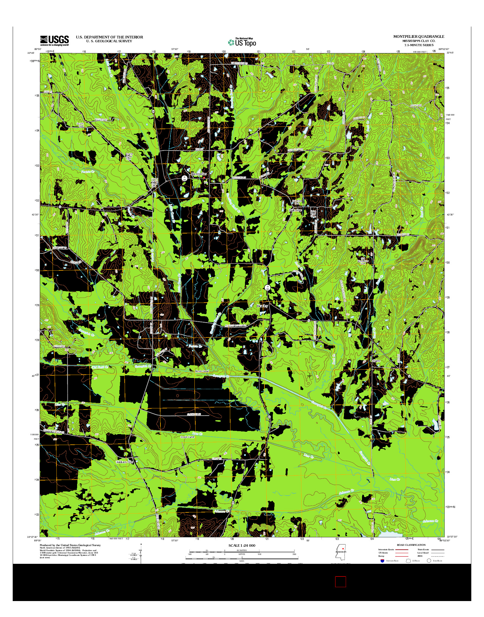 USGS US TOPO 7.5-MINUTE MAP FOR MONTPELIER, MS 2012