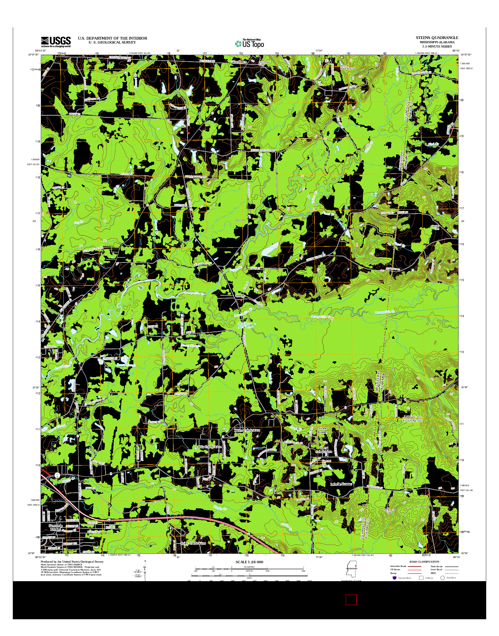 USGS US TOPO 7.5-MINUTE MAP FOR STEENS, MS-AL 2012