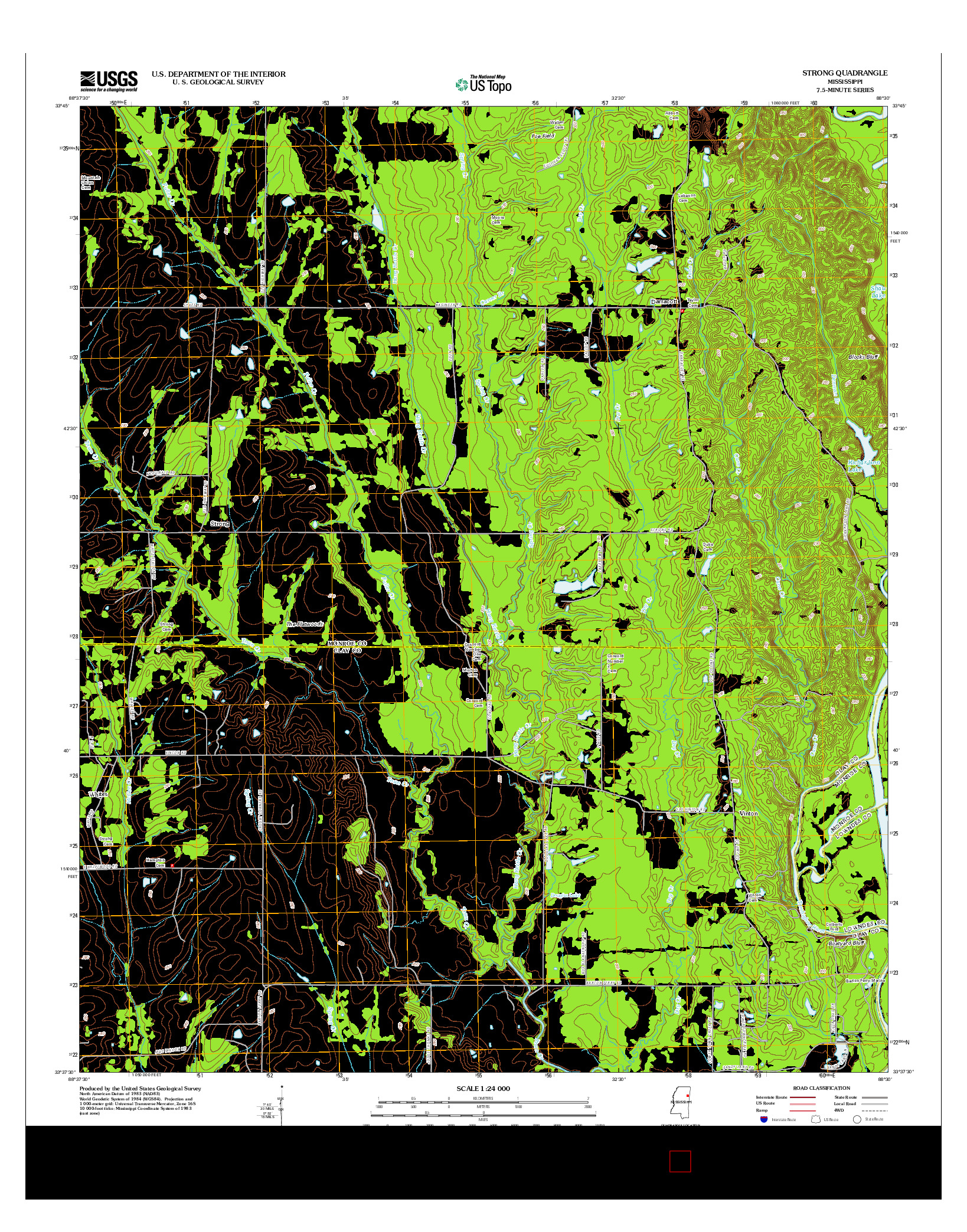 USGS US TOPO 7.5-MINUTE MAP FOR STRONG, MS 2012