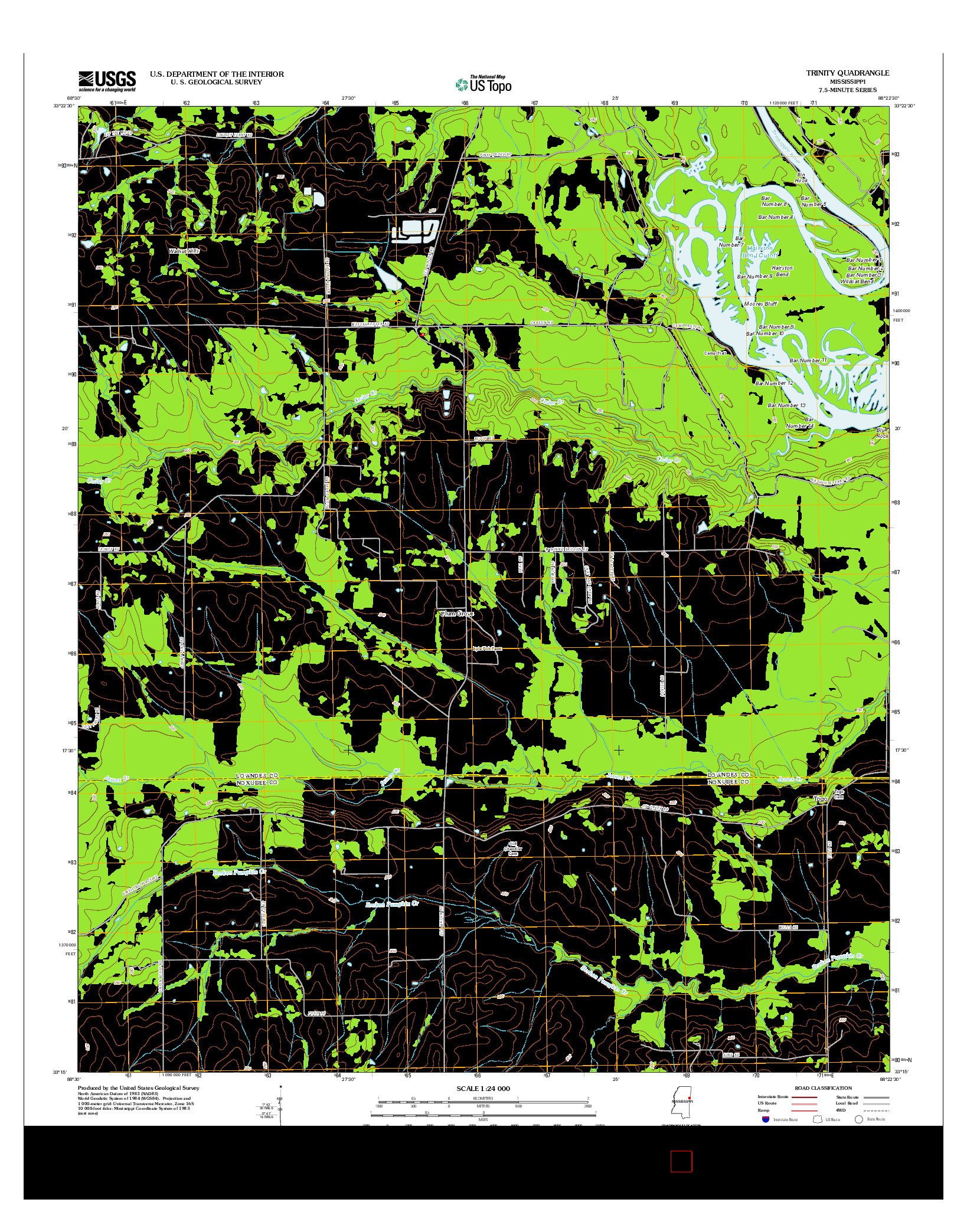 USGS US TOPO 7.5-MINUTE MAP FOR TRINITY, MS 2012