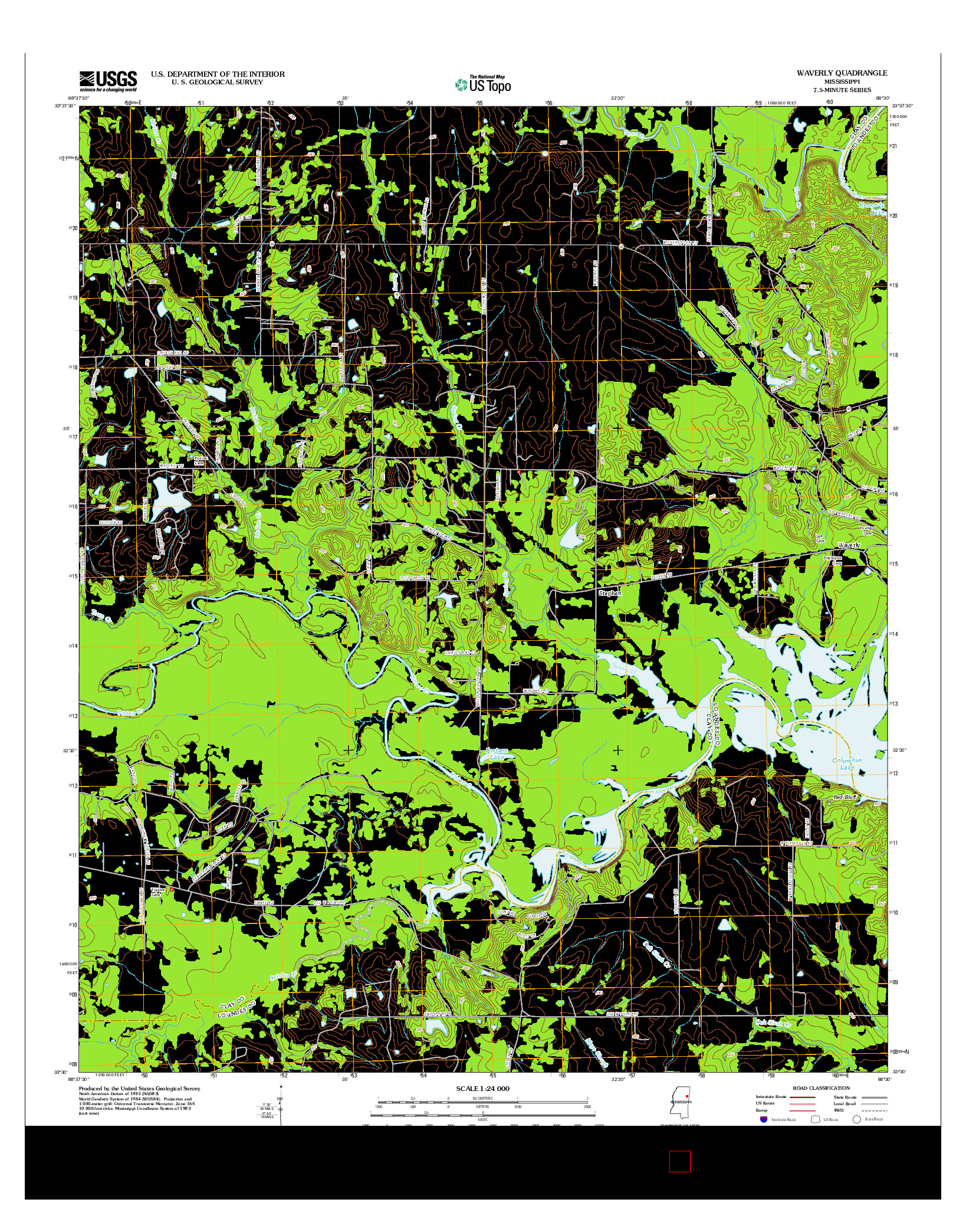 USGS US TOPO 7.5-MINUTE MAP FOR WAVERLY, MS 2012