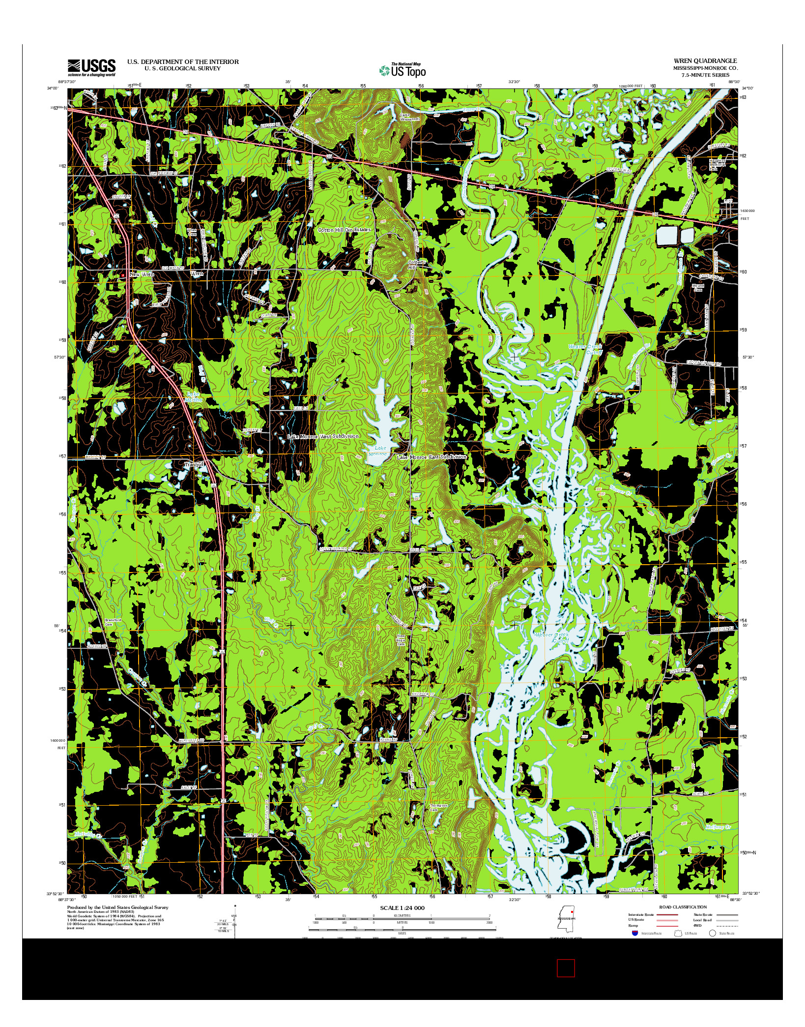 USGS US TOPO 7.5-MINUTE MAP FOR WREN, MS 2012