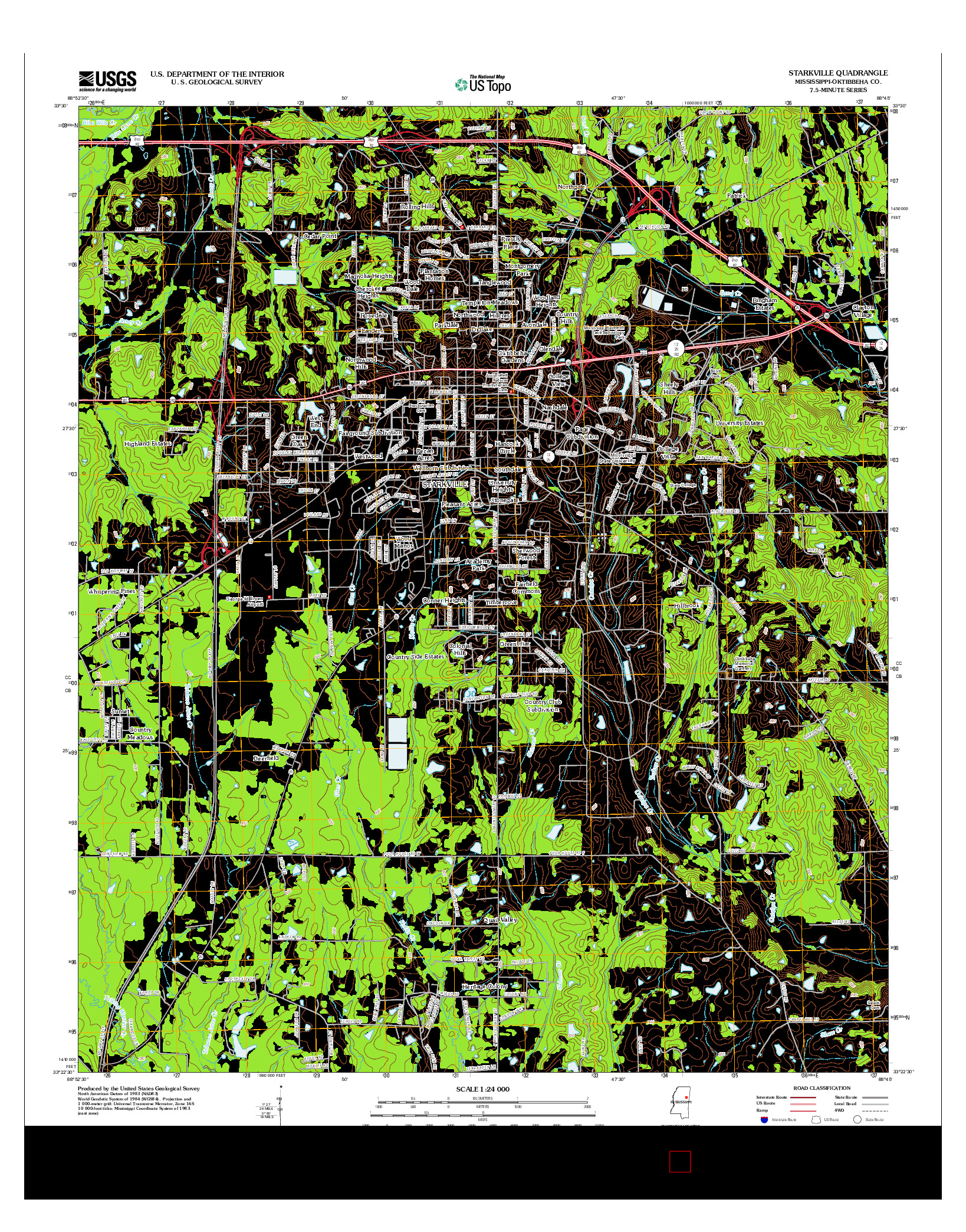 USGS US TOPO 7.5-MINUTE MAP FOR STARKVILLE, MS 2012