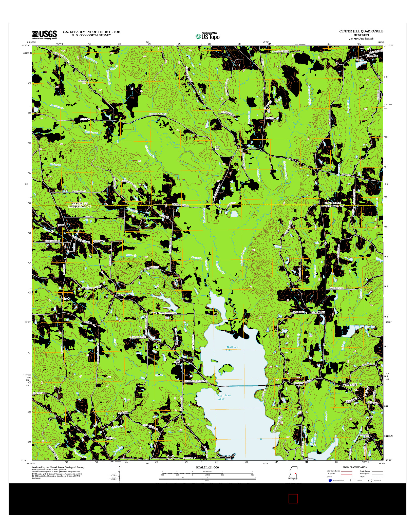 USGS US TOPO 7.5-MINUTE MAP FOR CENTER HILL, MS 2012