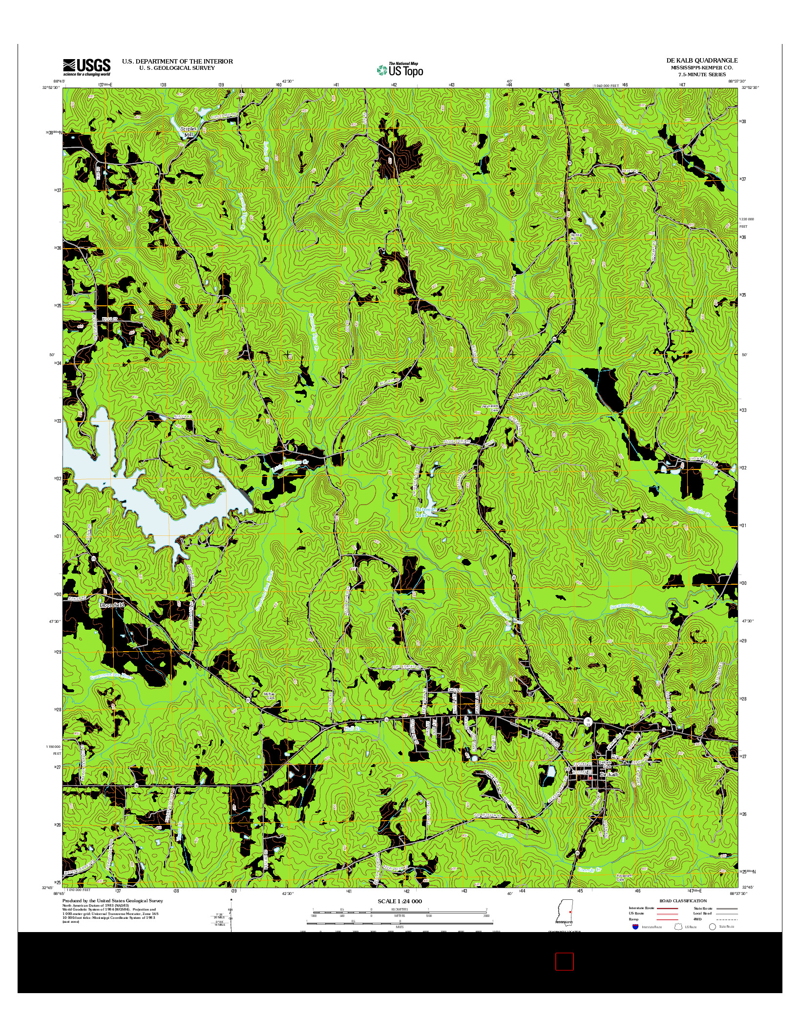 USGS US TOPO 7.5-MINUTE MAP FOR DE KALB, MS 2012