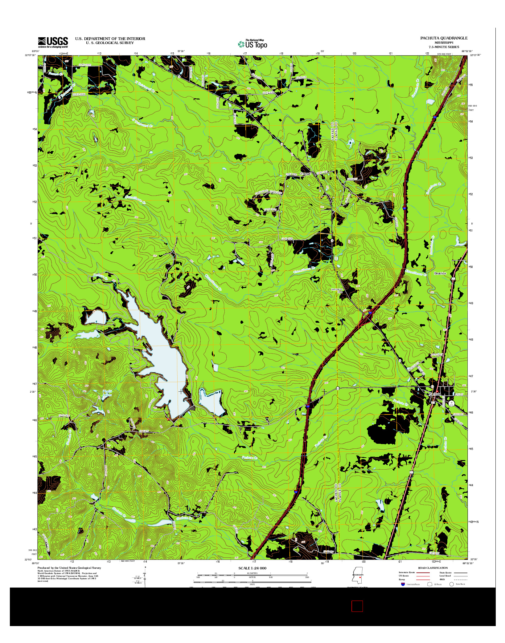 USGS US TOPO 7.5-MINUTE MAP FOR PACHUTA, MS 2012