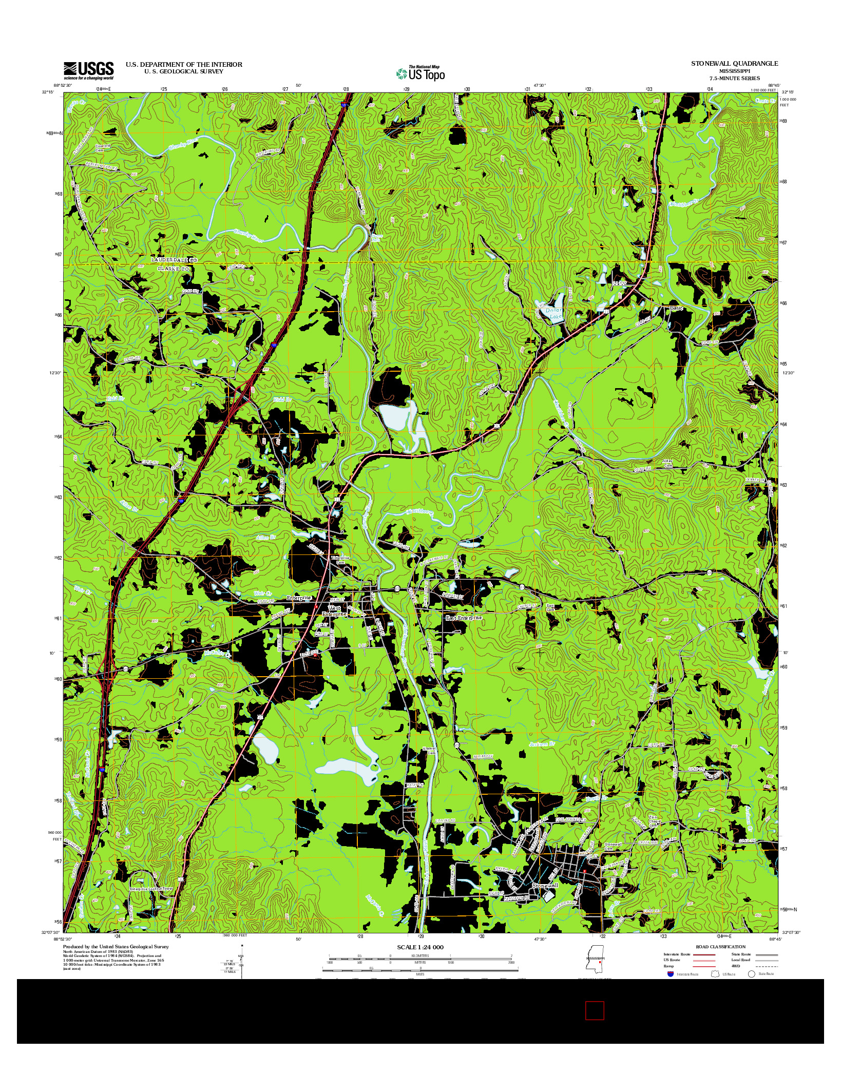 USGS US TOPO 7.5-MINUTE MAP FOR STONEWALL, MS 2012