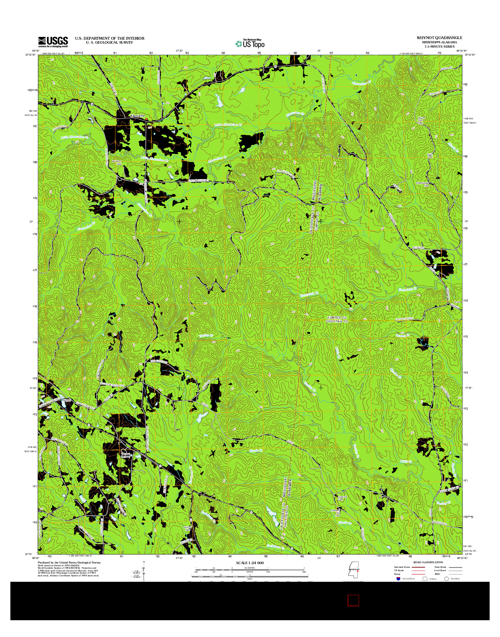 USGS US TOPO 7.5-MINUTE MAP FOR WHYNOT, MS-AL 2012