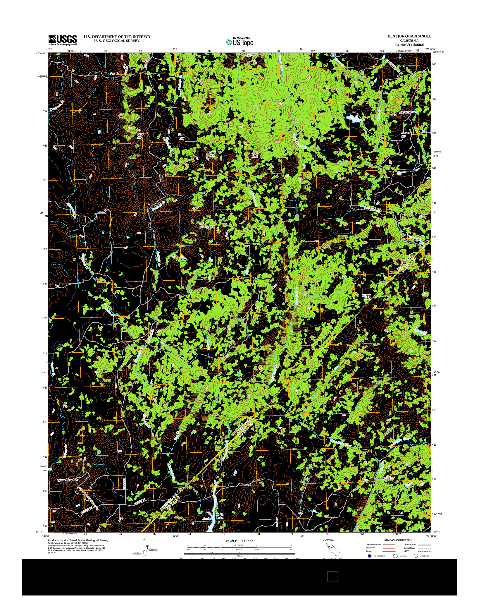 USGS US TOPO 7.5-MINUTE MAP FOR BEN HUR, CA 2012