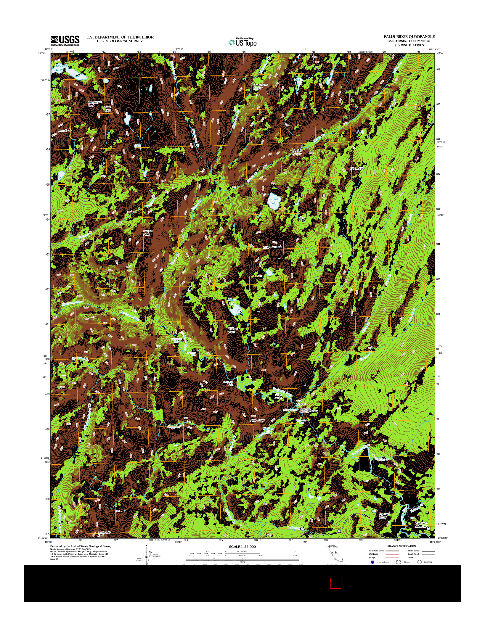 USGS US TOPO 7.5-MINUTE MAP FOR FALLS RIDGE, CA 2012