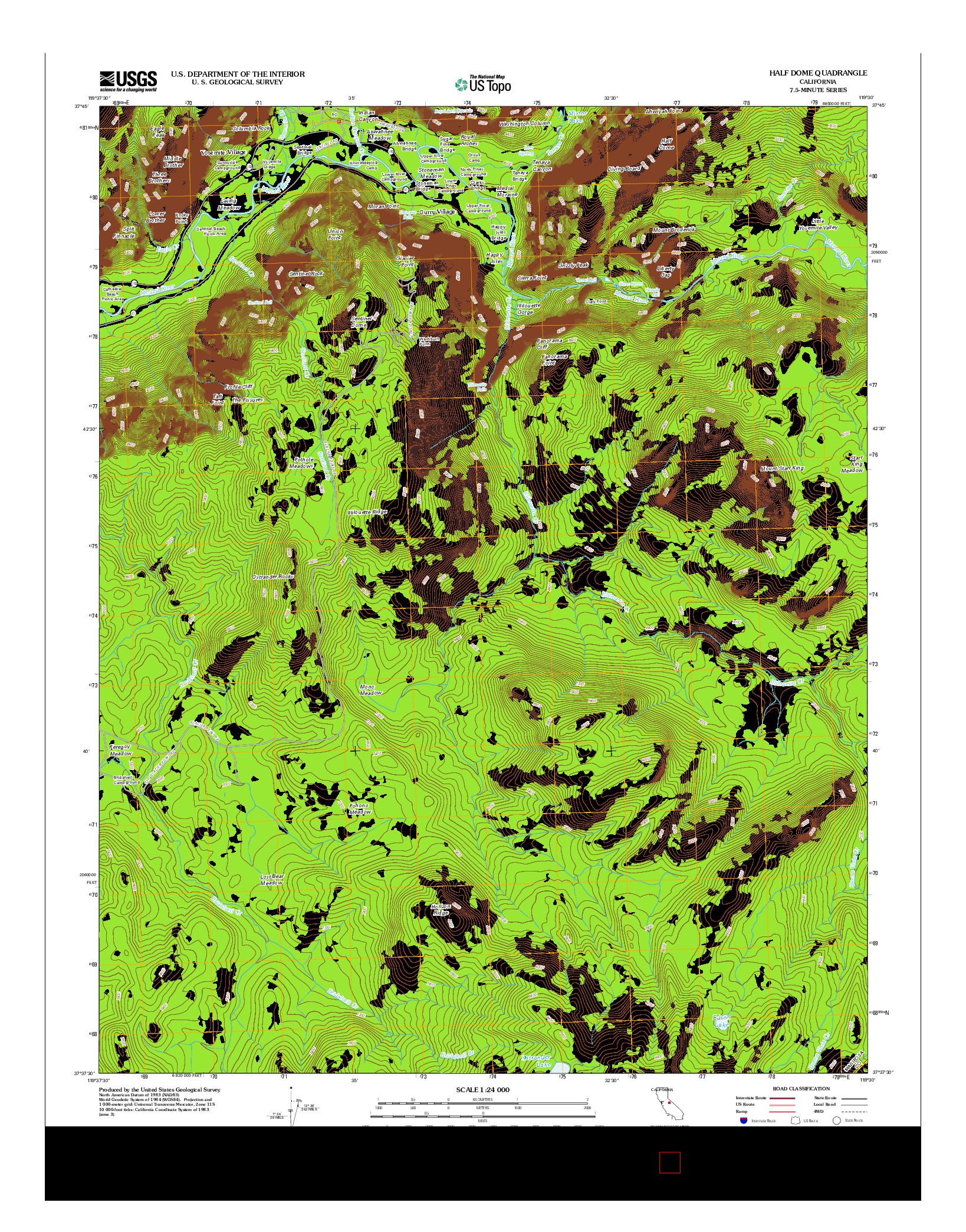 USGS US TOPO 7.5-MINUTE MAP FOR HALF DOME, CA 2012