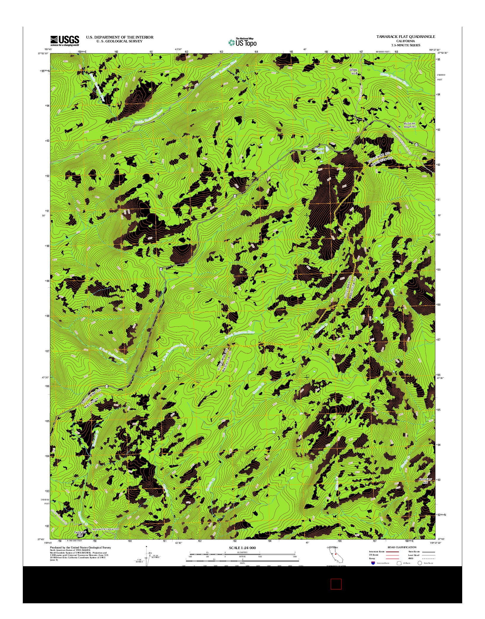 USGS US TOPO 7.5-MINUTE MAP FOR TAMARACK FLAT, CA 2012