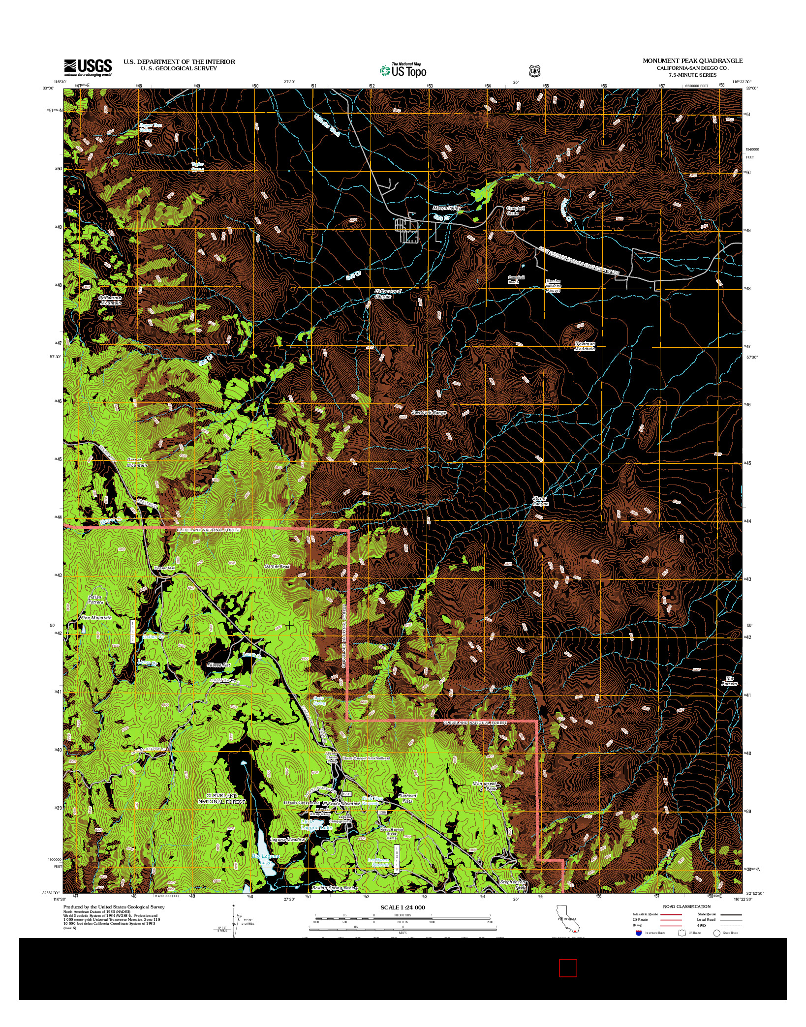 USGS US TOPO 7.5-MINUTE MAP FOR MONUMENT PEAK, CA 2012