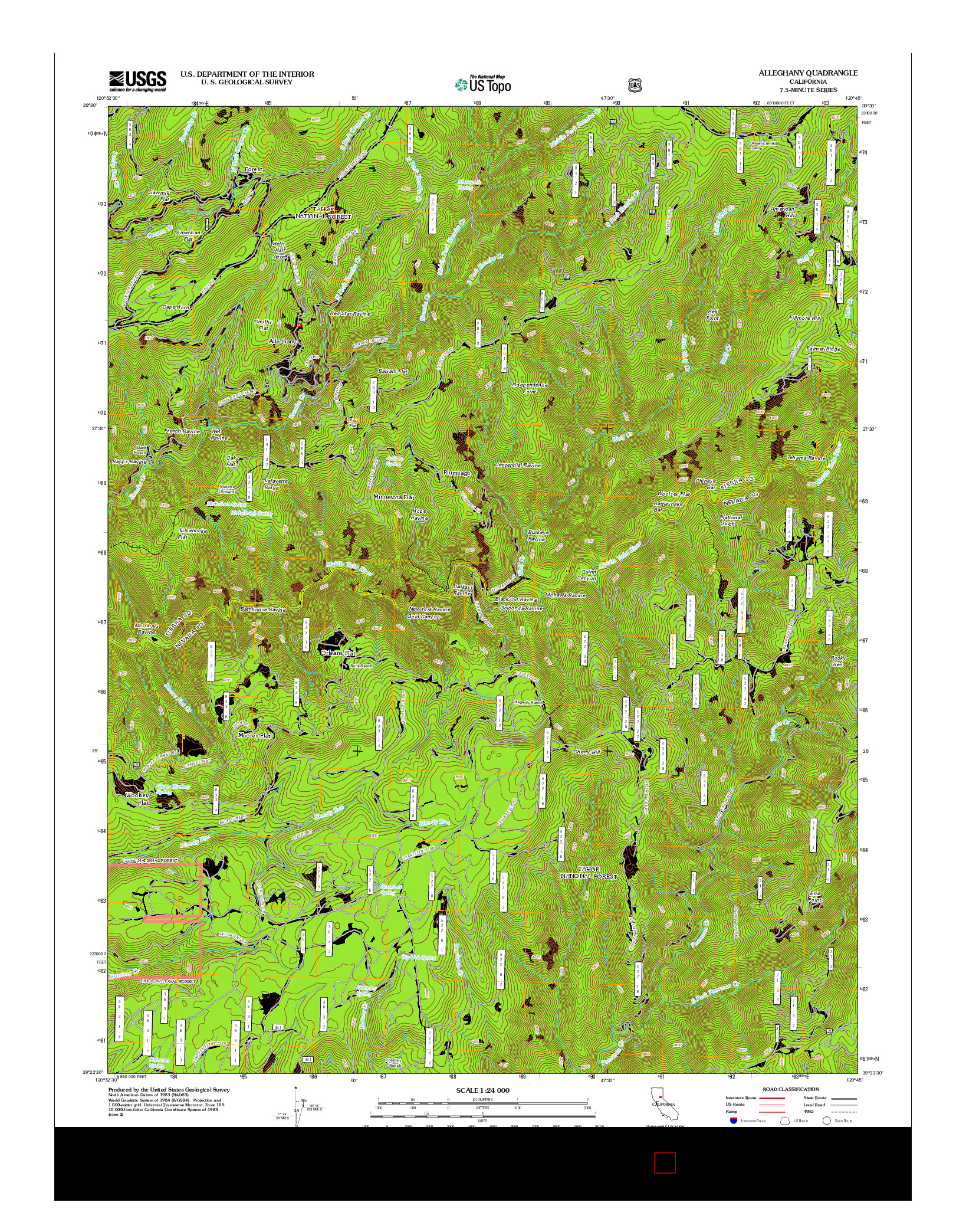 USGS US TOPO 7.5-MINUTE MAP FOR ALLEGHANY, CA 2012