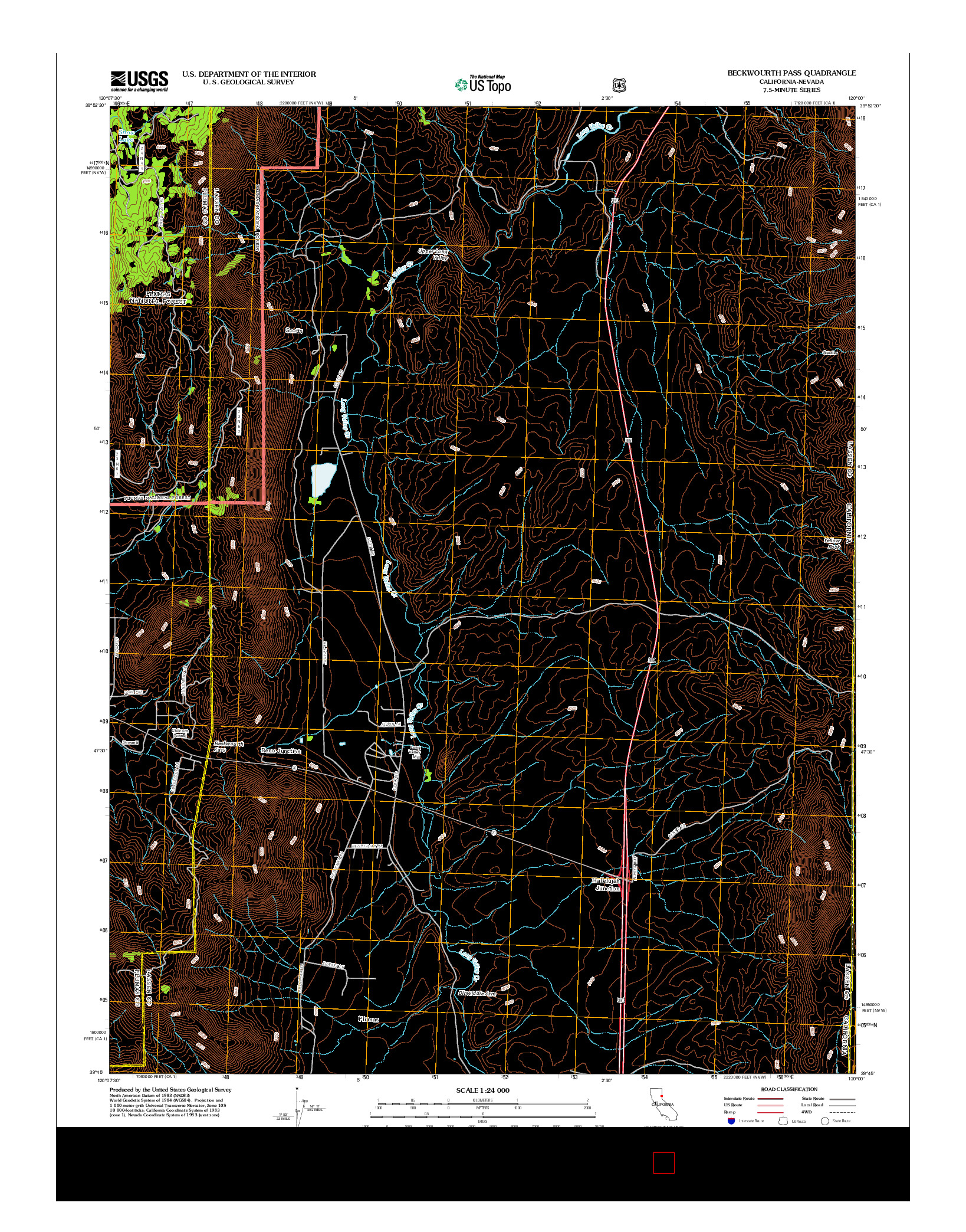 USGS US TOPO 7.5-MINUTE MAP FOR BECKWOURTH PASS, CA-NV 2012