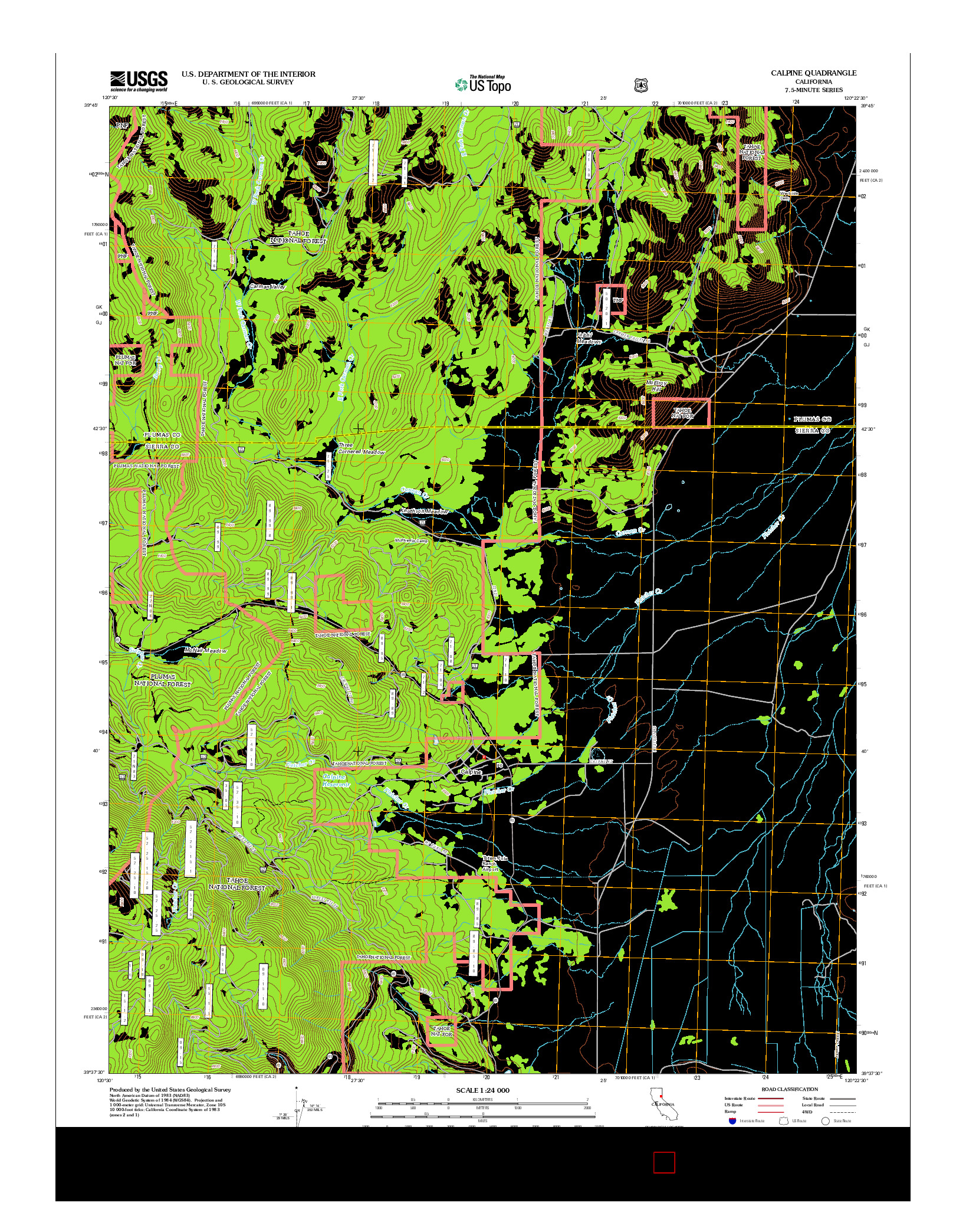 USGS US TOPO 7.5-MINUTE MAP FOR CALPINE, CA 2012