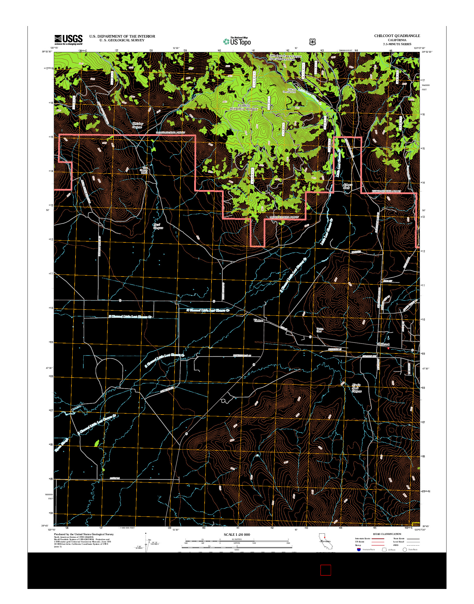 USGS US TOPO 7.5-MINUTE MAP FOR CHILCOOT, CA 2012