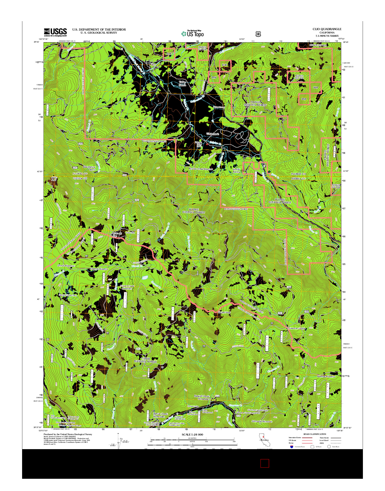 USGS US TOPO 7.5-MINUTE MAP FOR CLIO, CA 2012