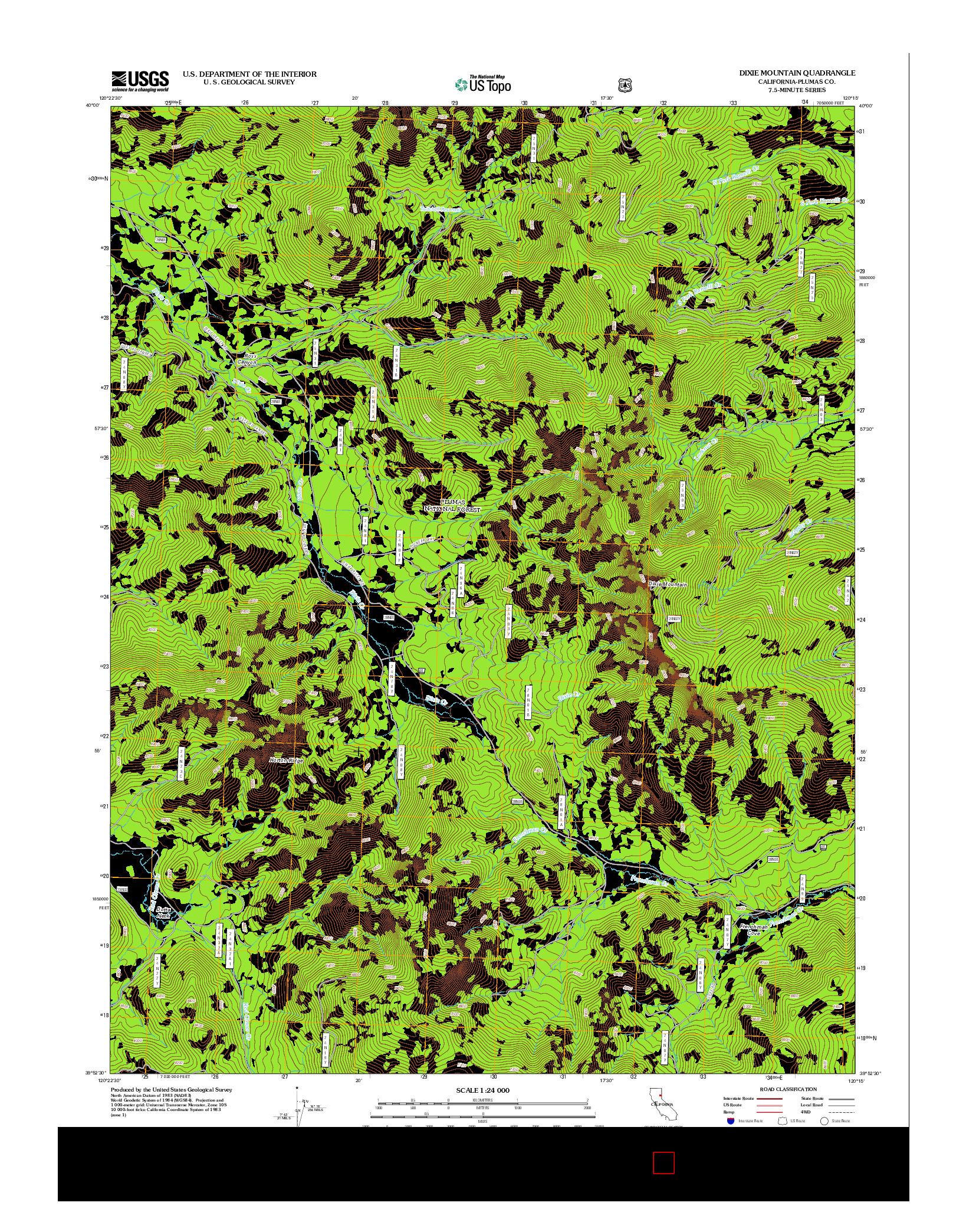 USGS US TOPO 7.5-MINUTE MAP FOR DIXIE MOUNTAIN, CA 2012