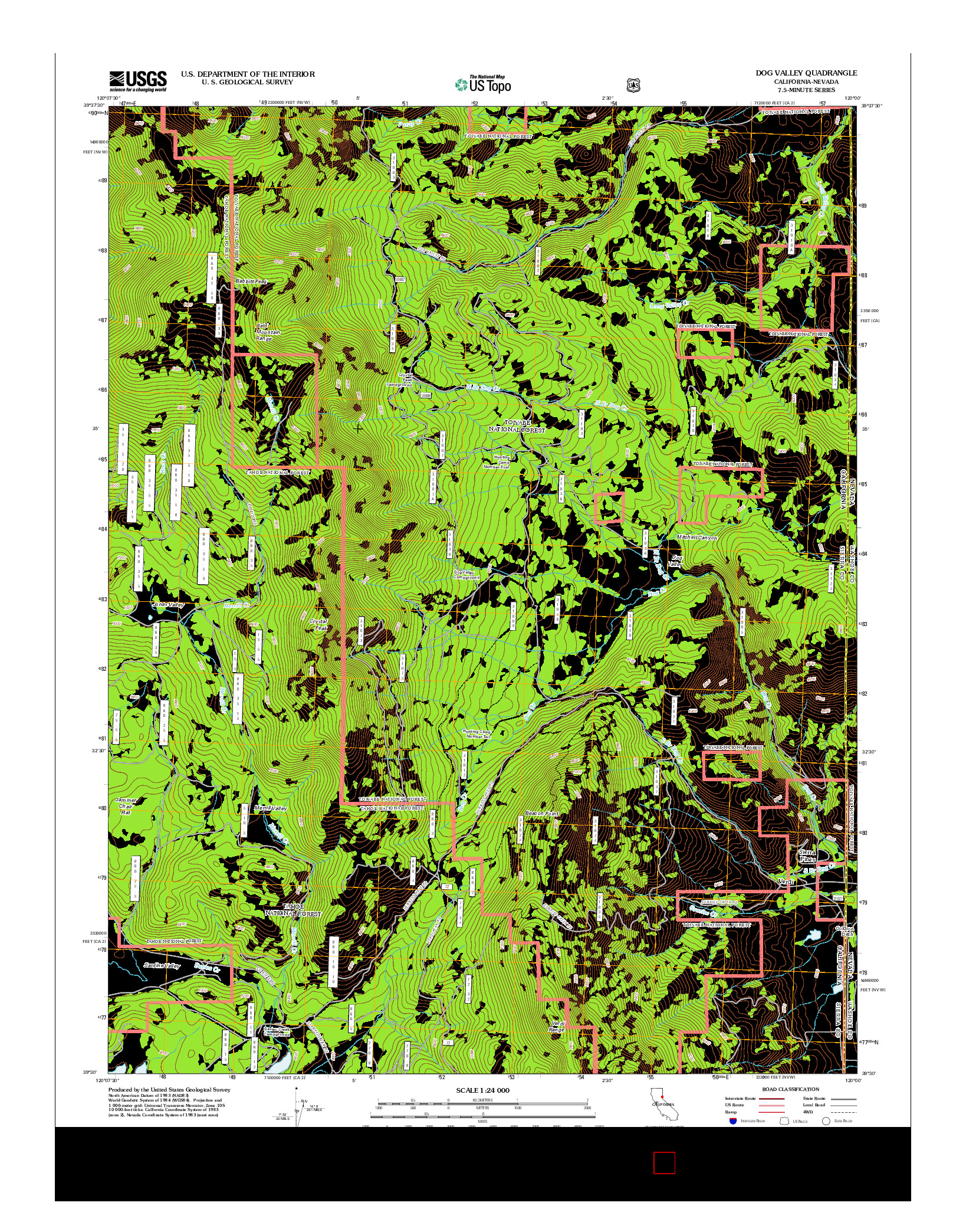 USGS US TOPO 7.5-MINUTE MAP FOR DOG VALLEY, CA-NV 2012