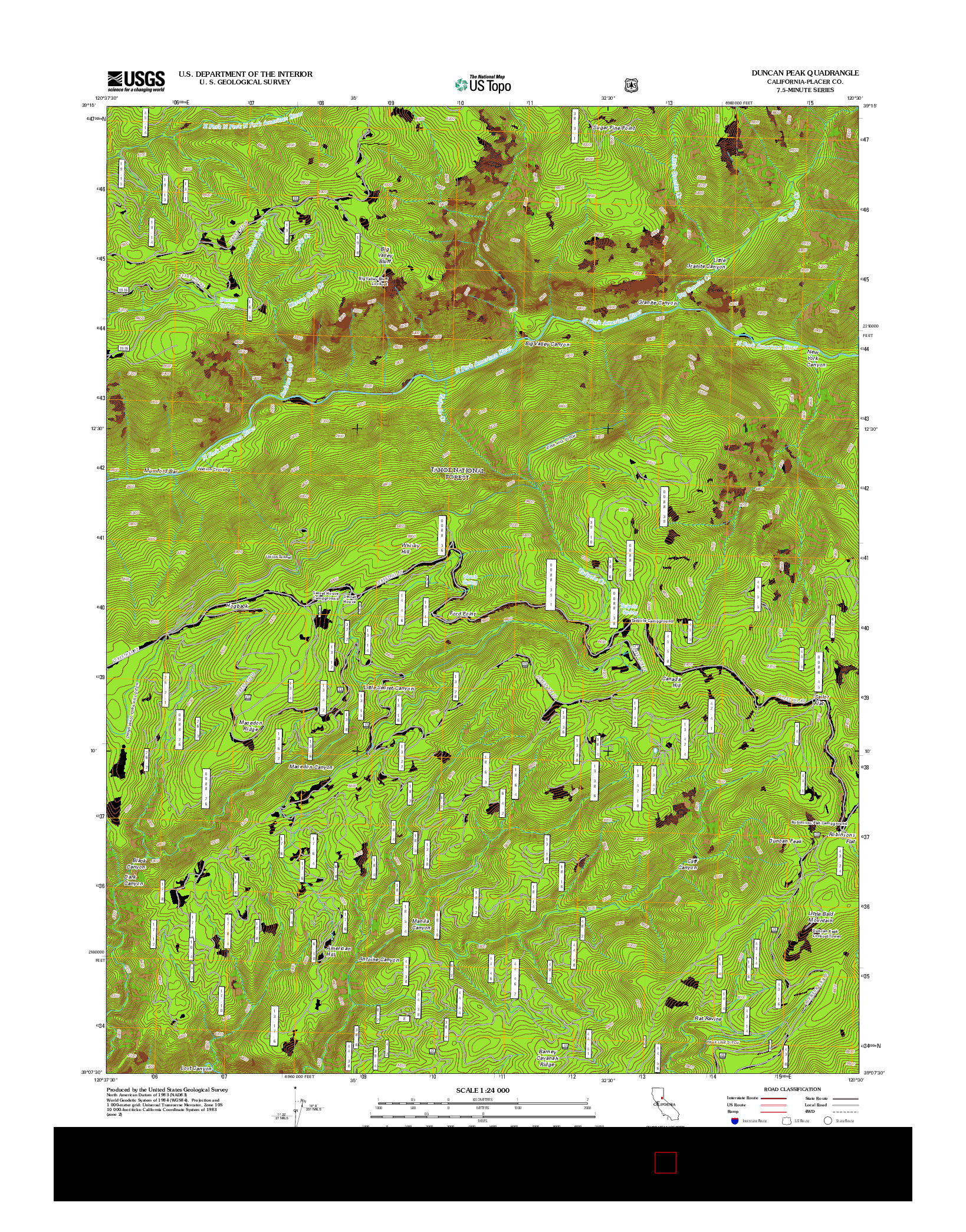 USGS US TOPO 7.5-MINUTE MAP FOR DUNCAN PEAK, CA 2012