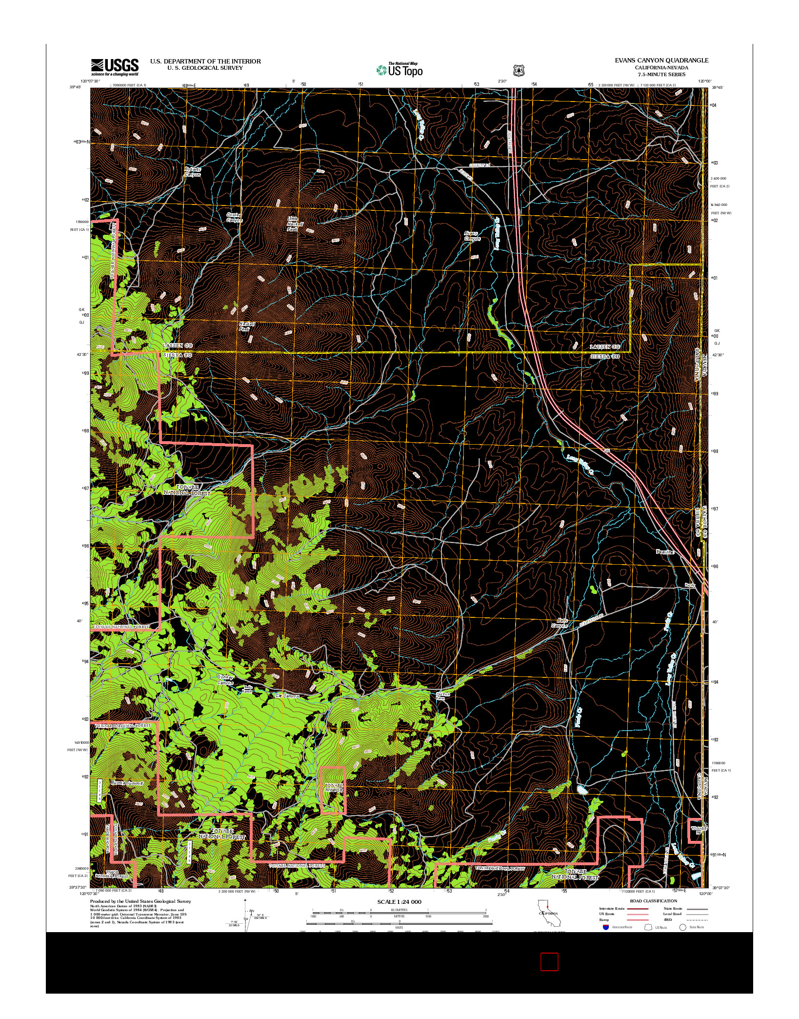 USGS US TOPO 7.5-MINUTE MAP FOR EVANS CANYON, CA-NV 2012
