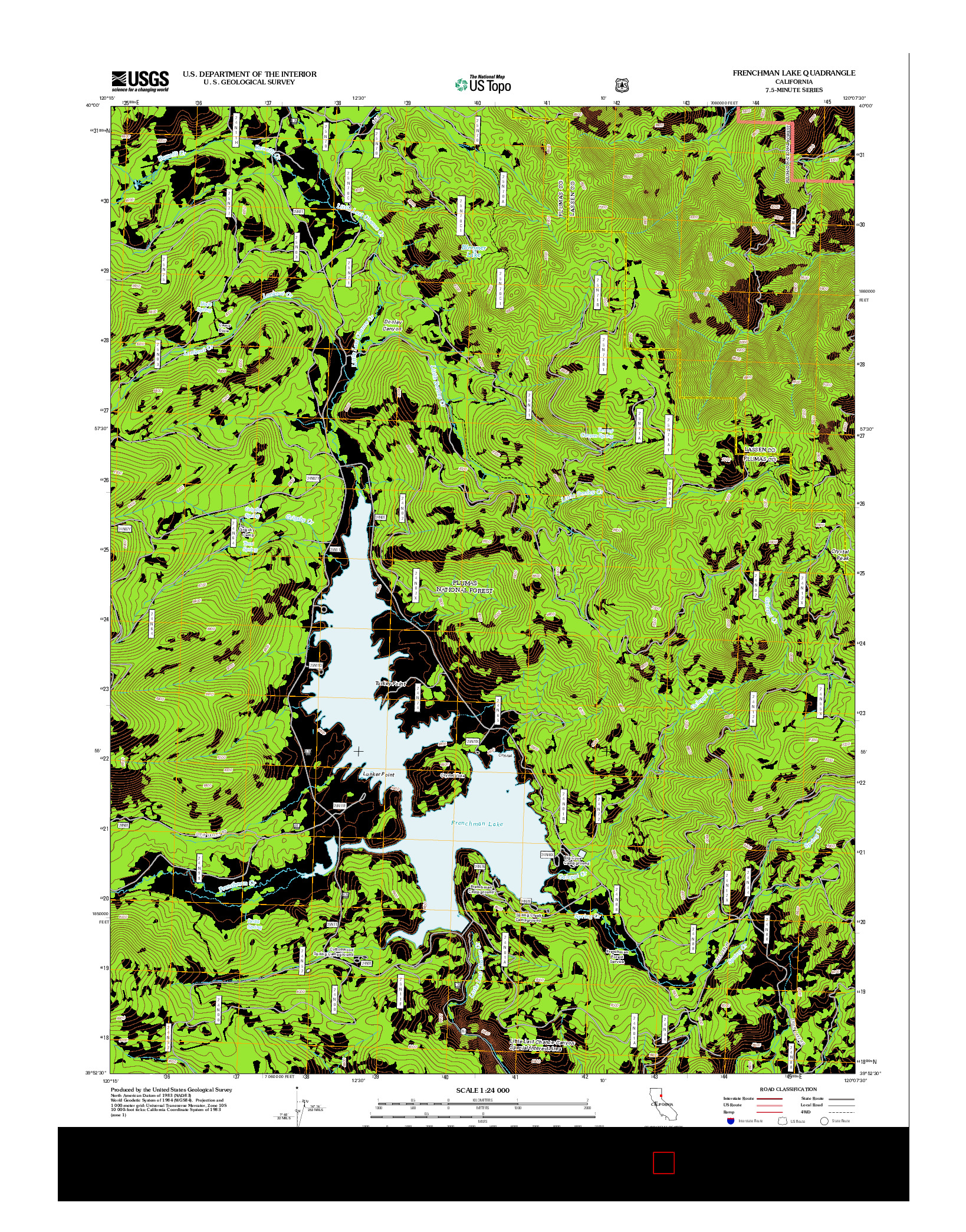 USGS US TOPO 7.5-MINUTE MAP FOR FRENCHMAN LAKE, CA 2012