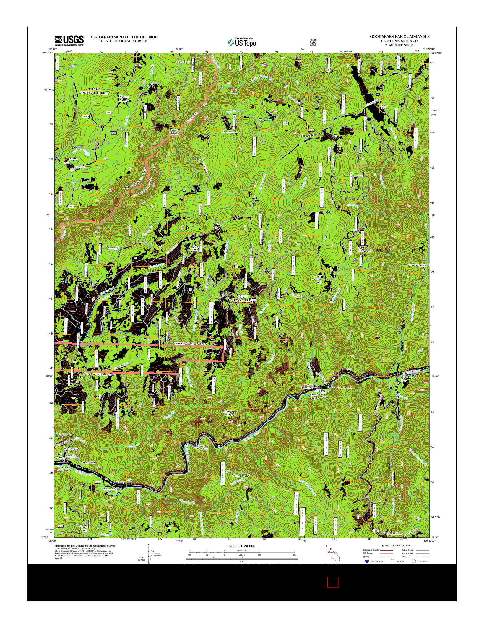 USGS US TOPO 7.5-MINUTE MAP FOR GOODYEARS BAR, CA 2012