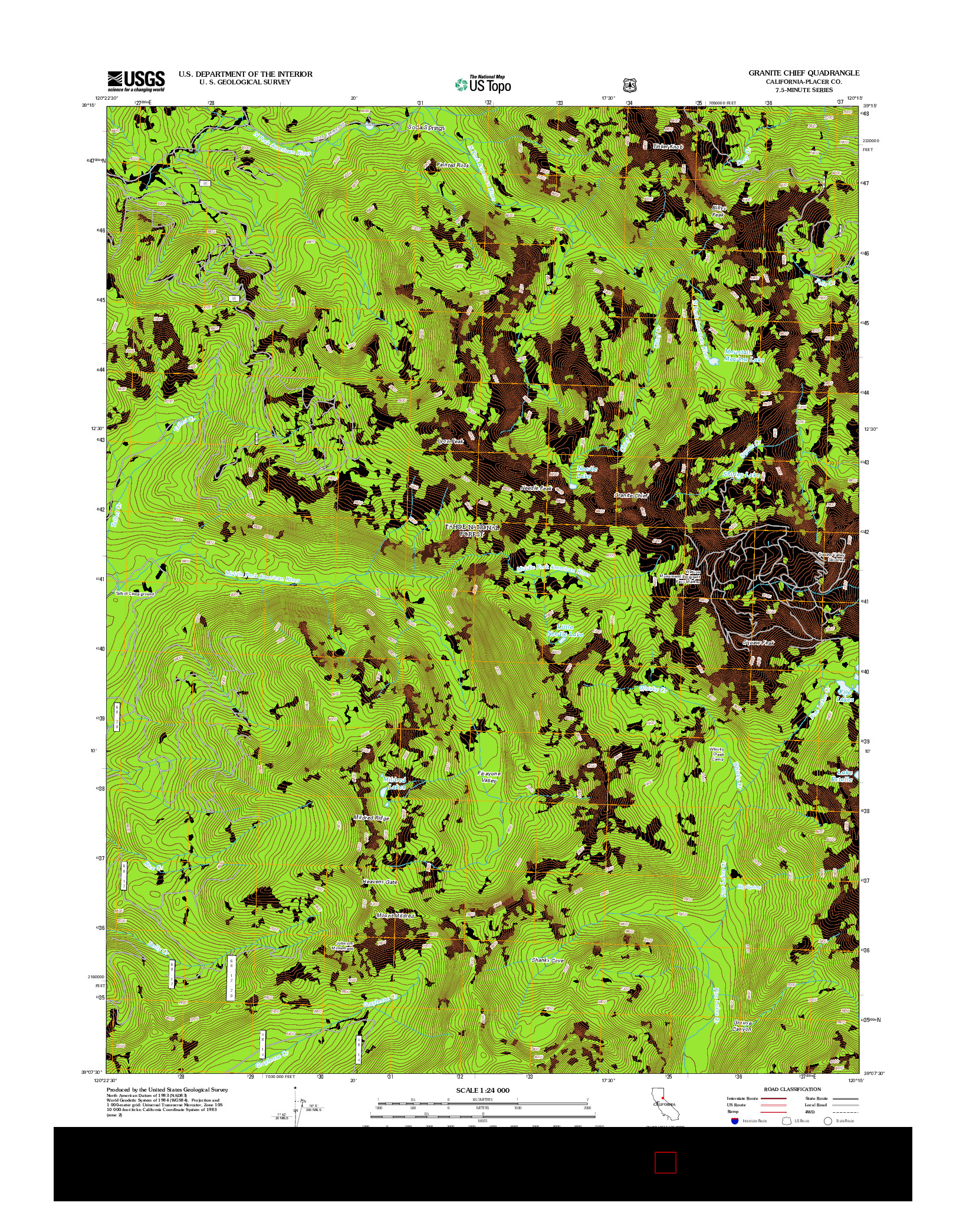 USGS US TOPO 7.5-MINUTE MAP FOR GRANITE CHIEF, CA 2012