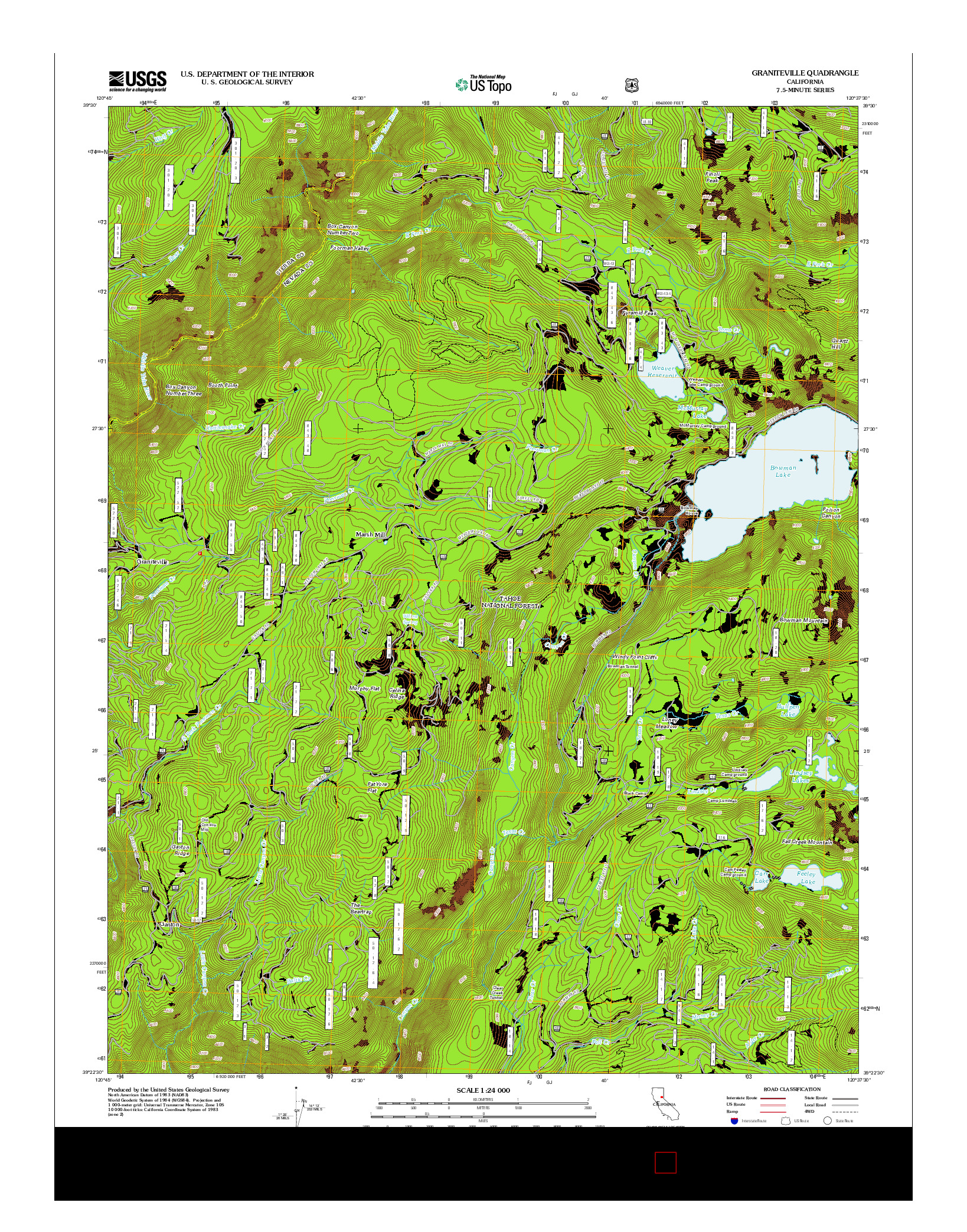 USGS US TOPO 7.5-MINUTE MAP FOR GRANITEVILLE, CA 2012