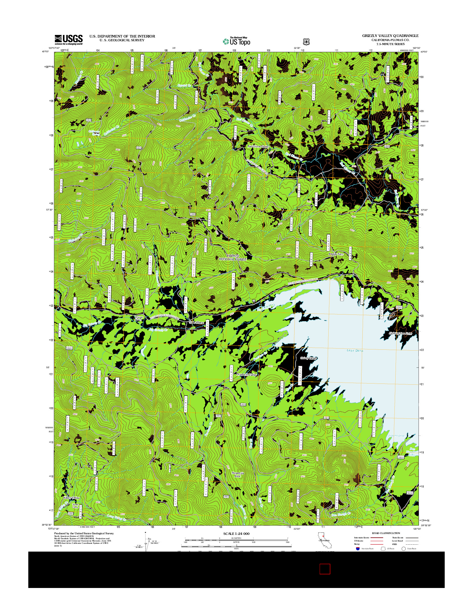 USGS US TOPO 7.5-MINUTE MAP FOR GRIZZLY VALLEY, CA 2012