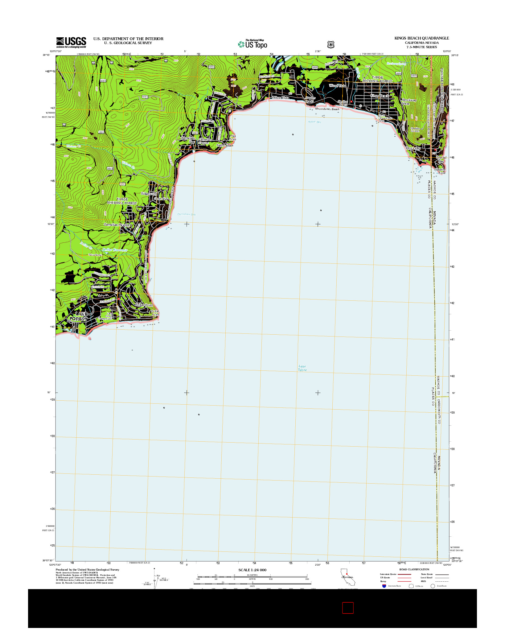 USGS US TOPO 7.5-MINUTE MAP FOR KINGS BEACH, CA-NV 2012