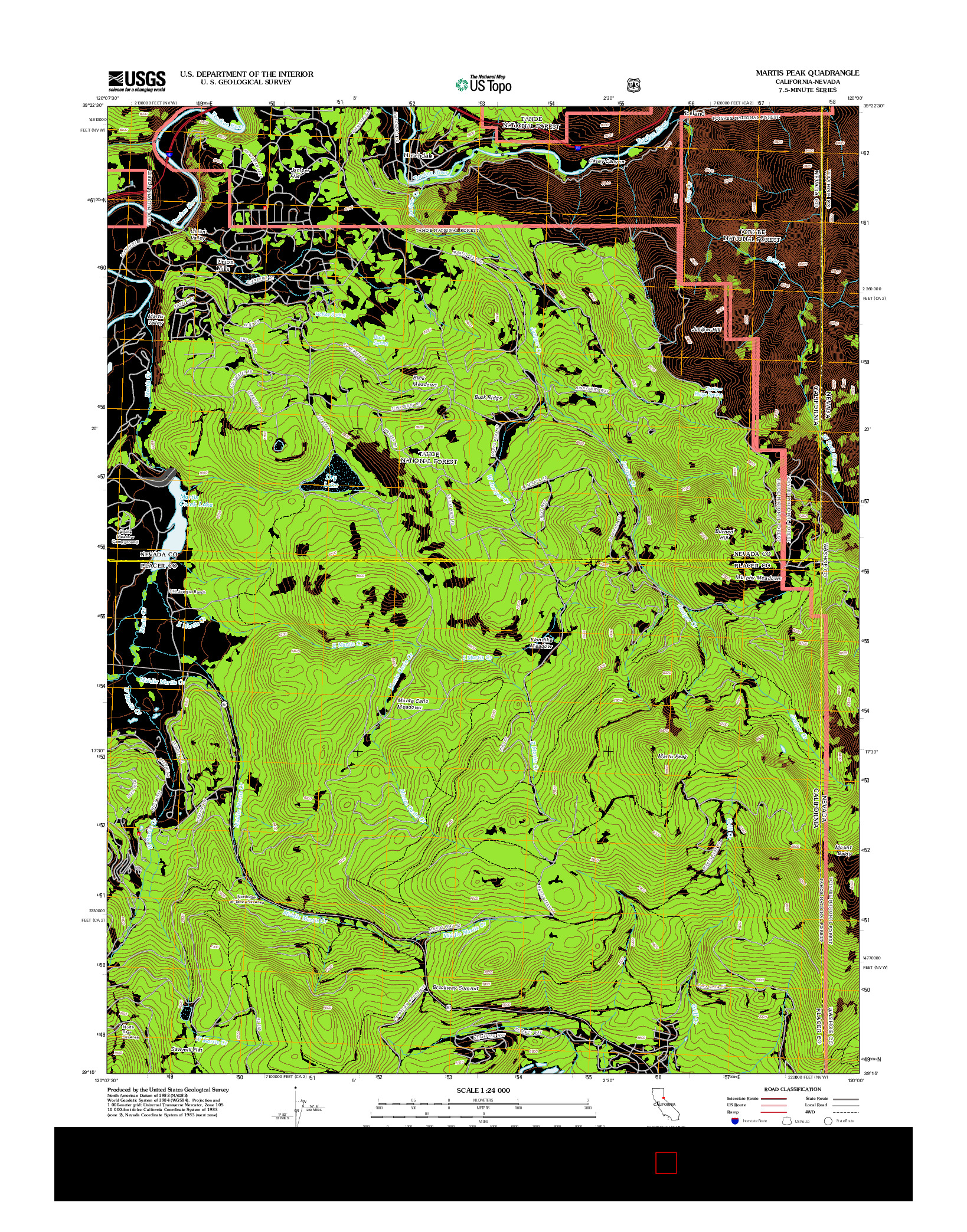 USGS US TOPO 7.5-MINUTE MAP FOR MARTIS PEAK, CA-NV 2012