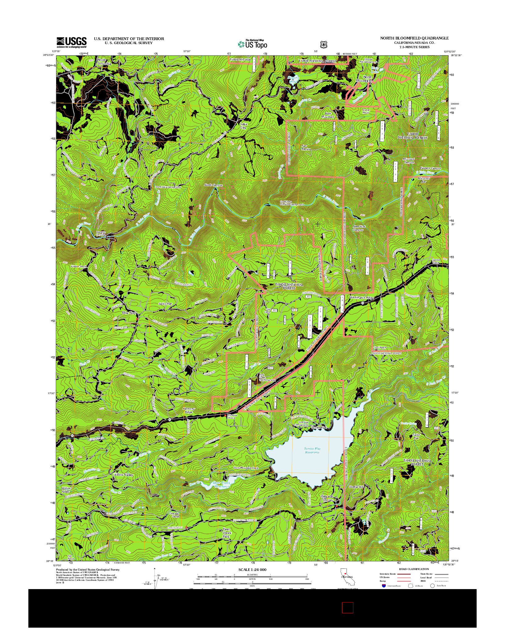 USGS US TOPO 7.5-MINUTE MAP FOR NORTH BLOOMFIELD, CA 2012