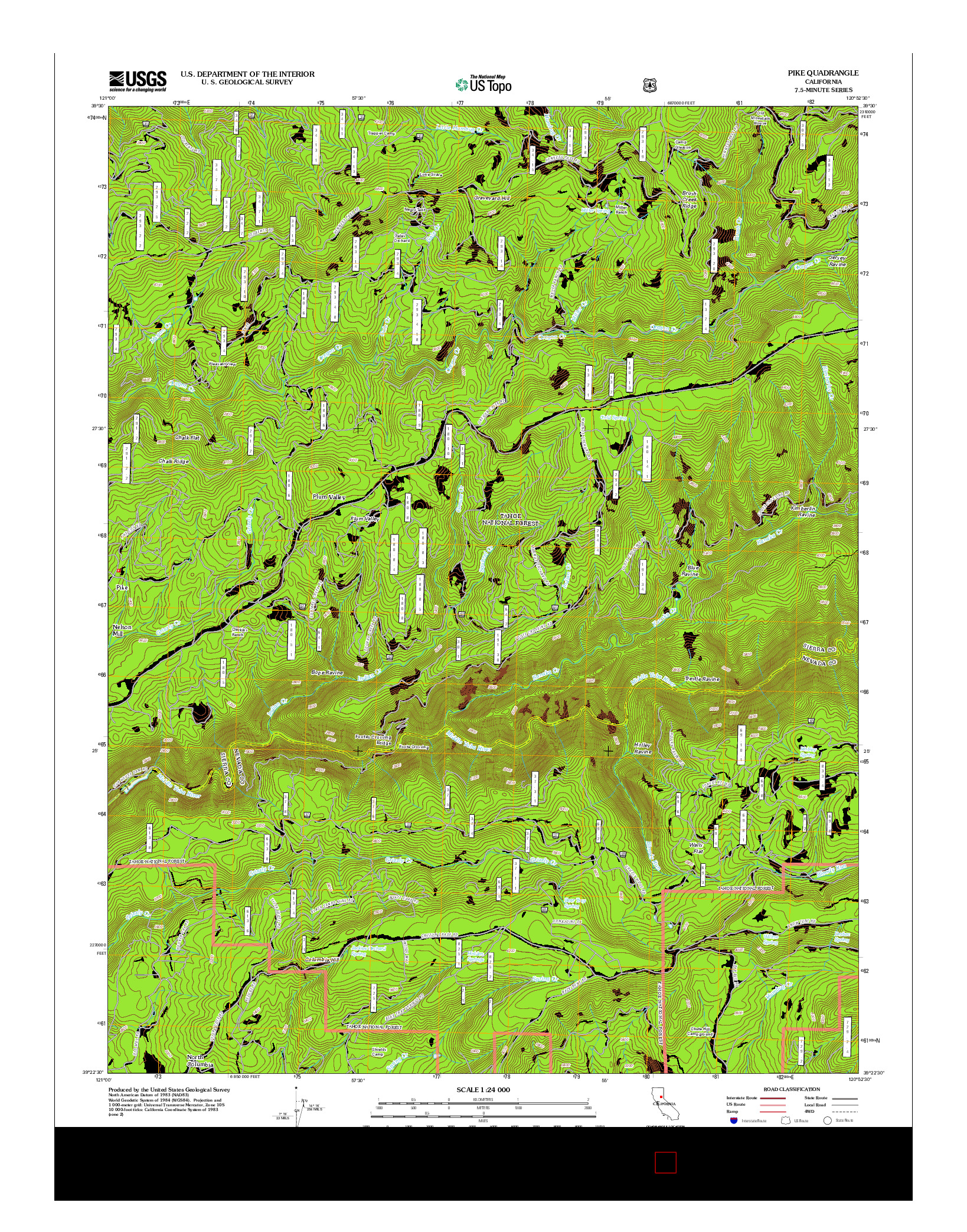 USGS US TOPO 7.5-MINUTE MAP FOR PIKE, CA 2012