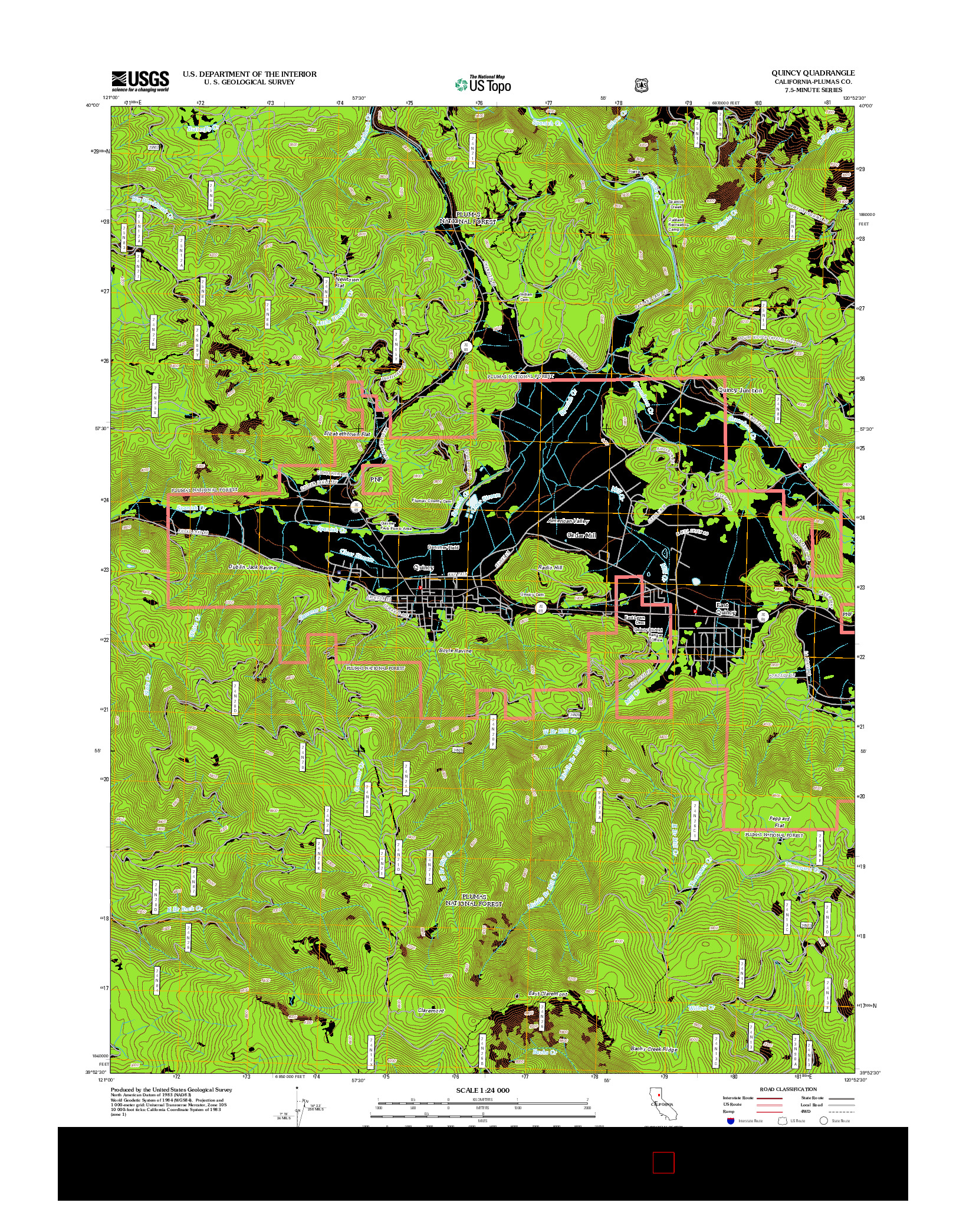 USGS US TOPO 7.5-MINUTE MAP FOR QUINCY, CA 2012