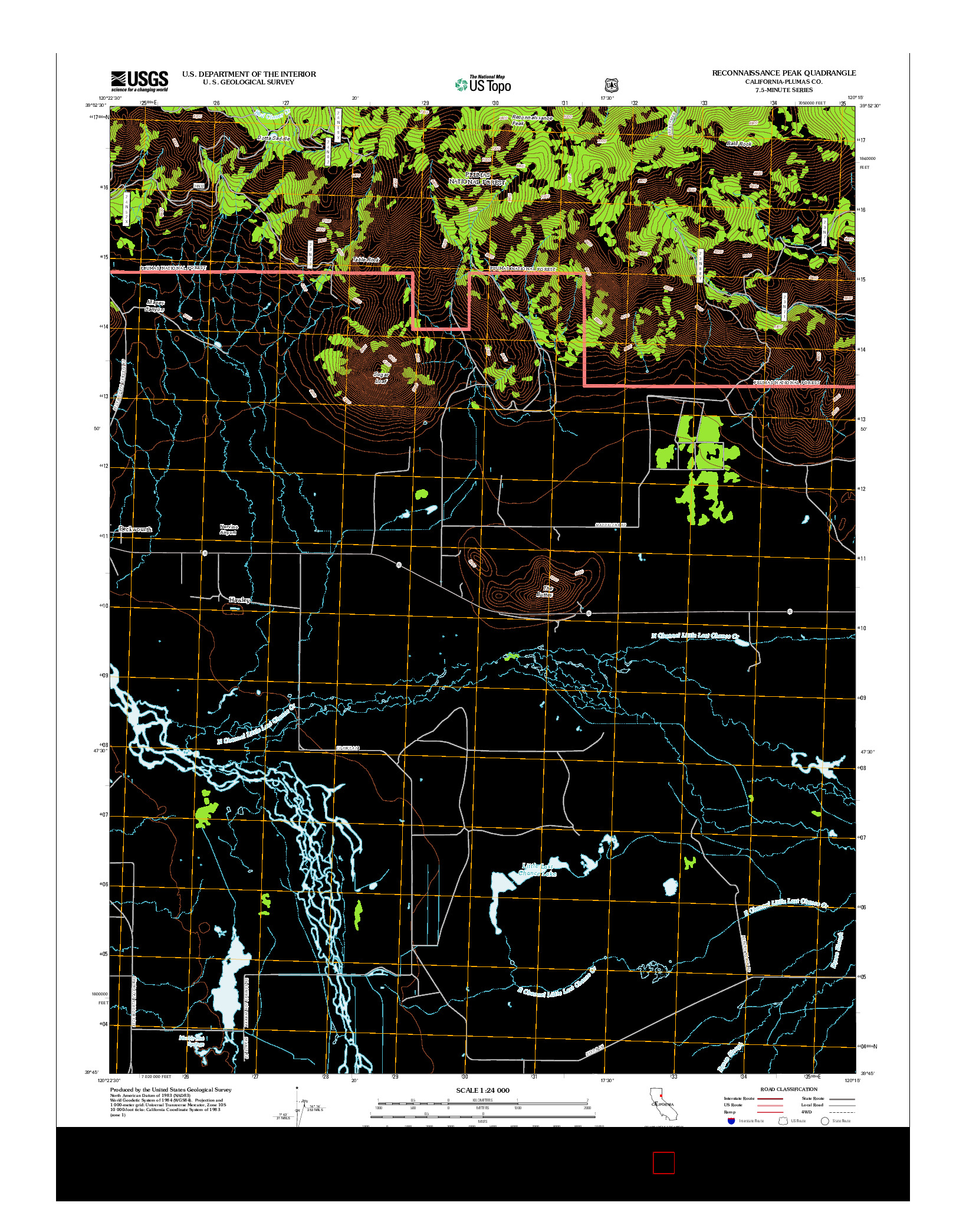 USGS US TOPO 7.5-MINUTE MAP FOR RECONNAISSANCE PEAK, CA 2012
