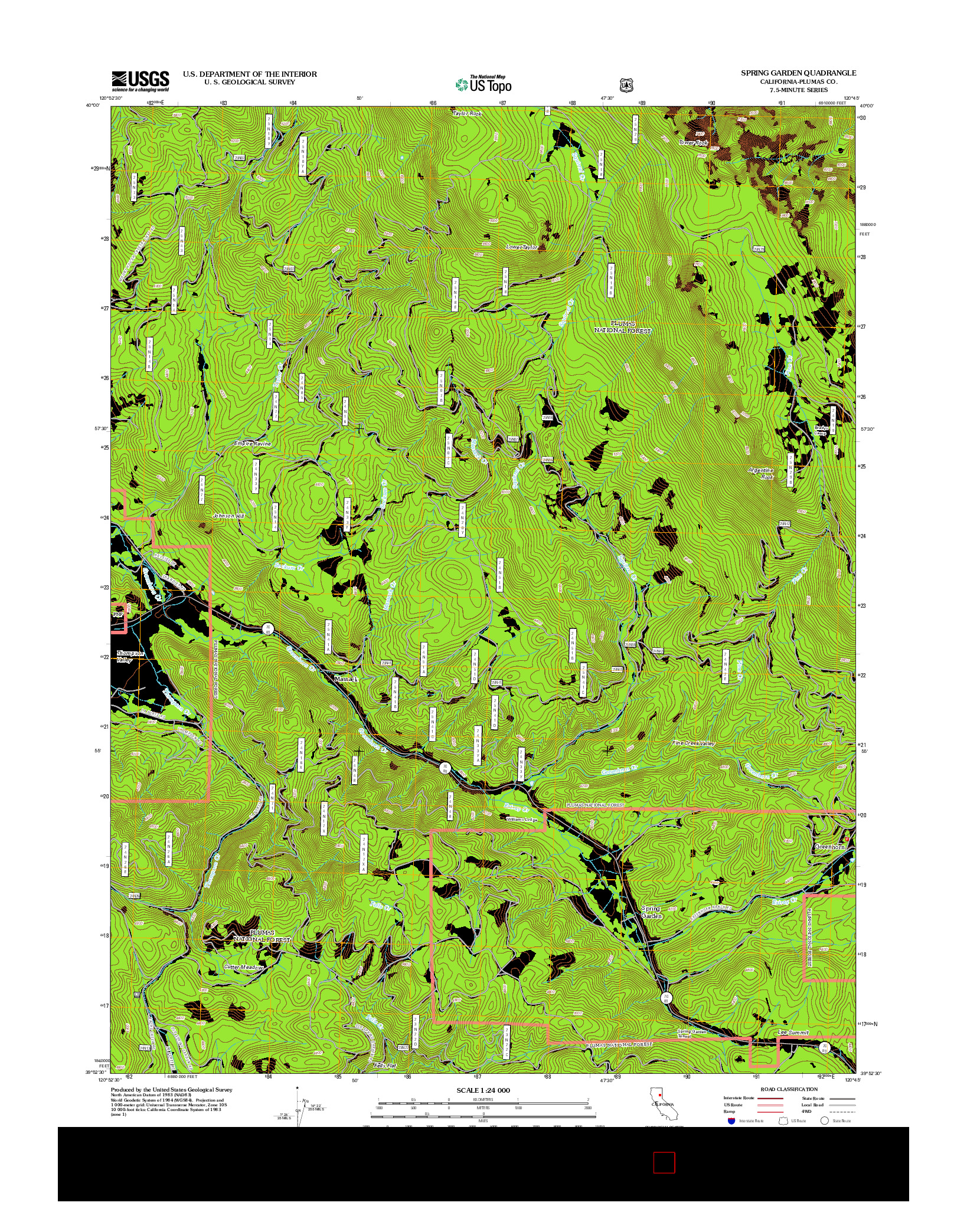 USGS US TOPO 7.5-MINUTE MAP FOR SPRING GARDEN, CA 2012