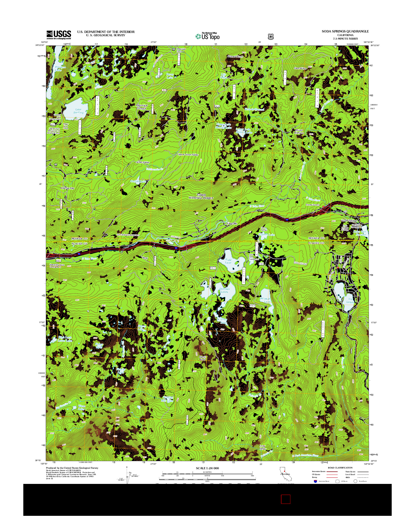 USGS US TOPO 7.5-MINUTE MAP FOR SODA SPRINGS, CA 2012