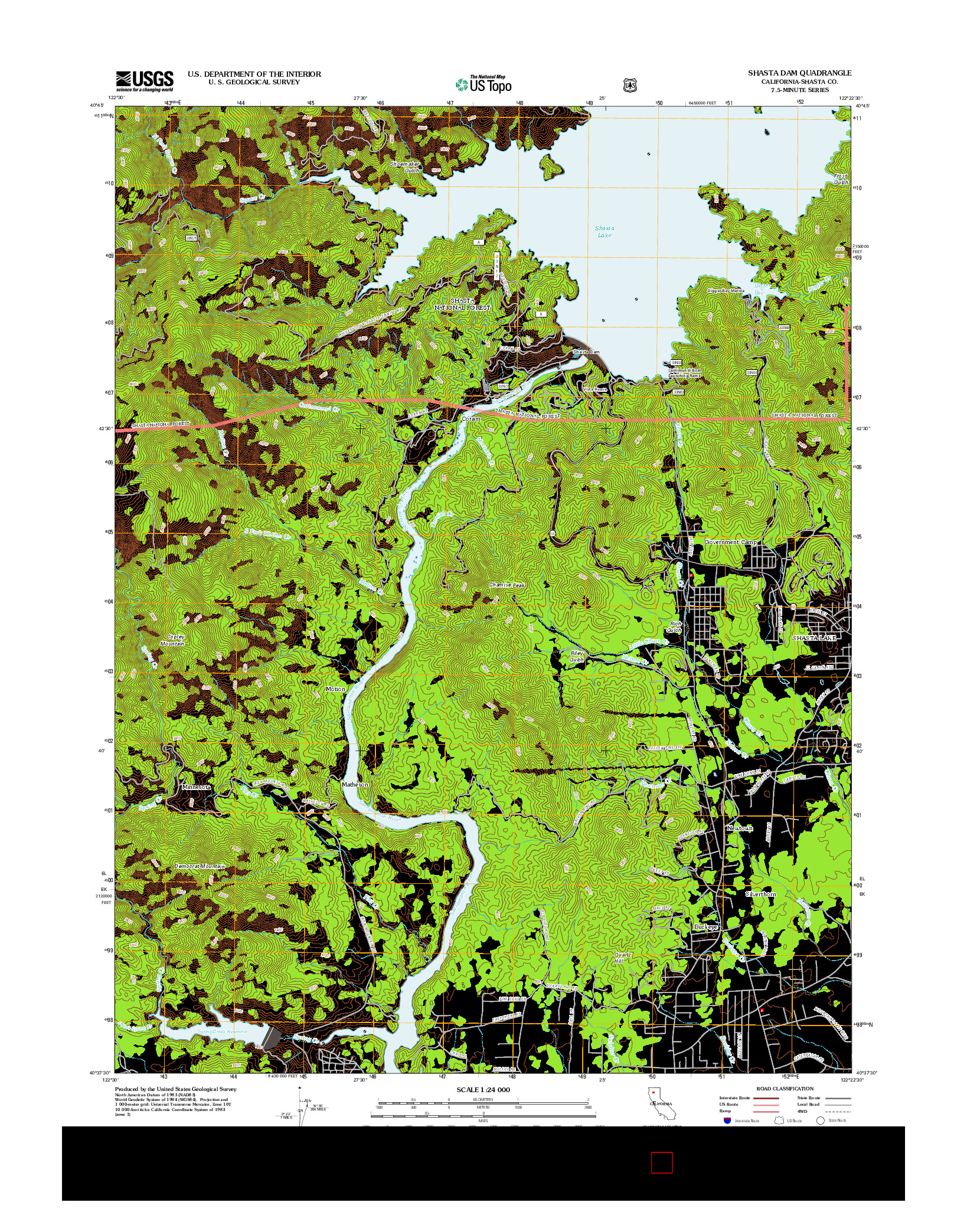 USGS US TOPO 7.5-MINUTE MAP FOR SHASTA DAM, CA 2012