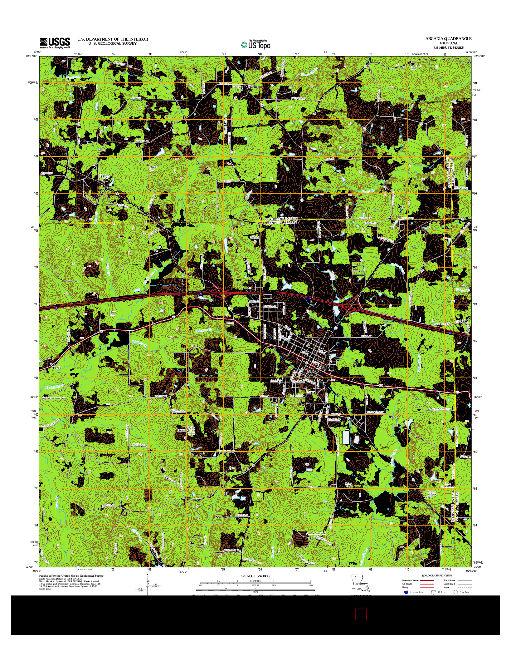 USGS US TOPO 7.5-MINUTE MAP FOR ARCADIA, LA 2012