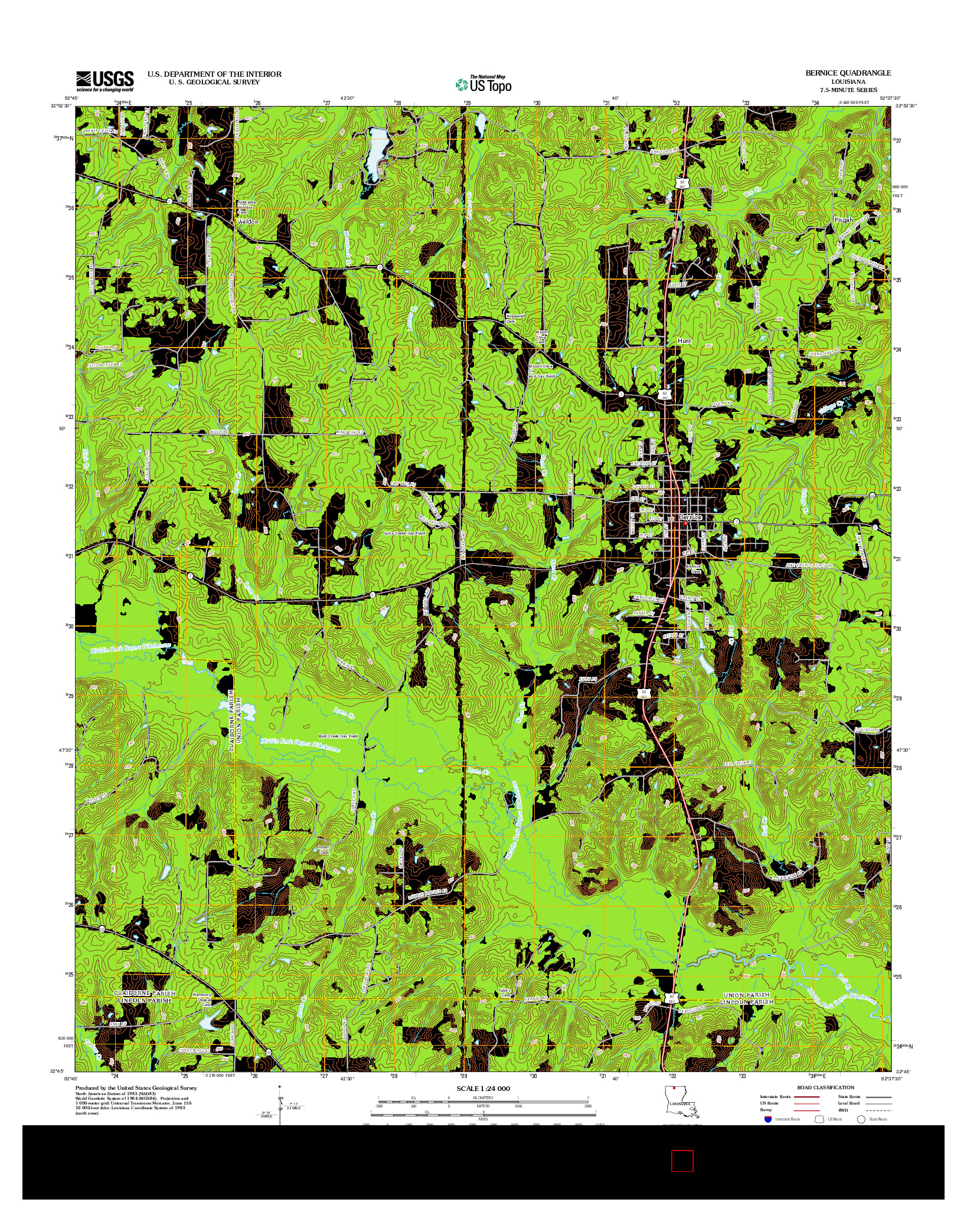 USGS US TOPO 7.5-MINUTE MAP FOR BERNICE, LA 2012