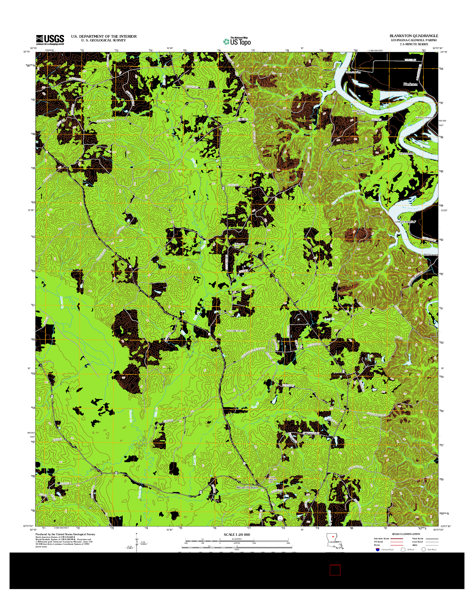 USGS US TOPO 7.5-MINUTE MAP FOR BLANKSTON, LA 2012