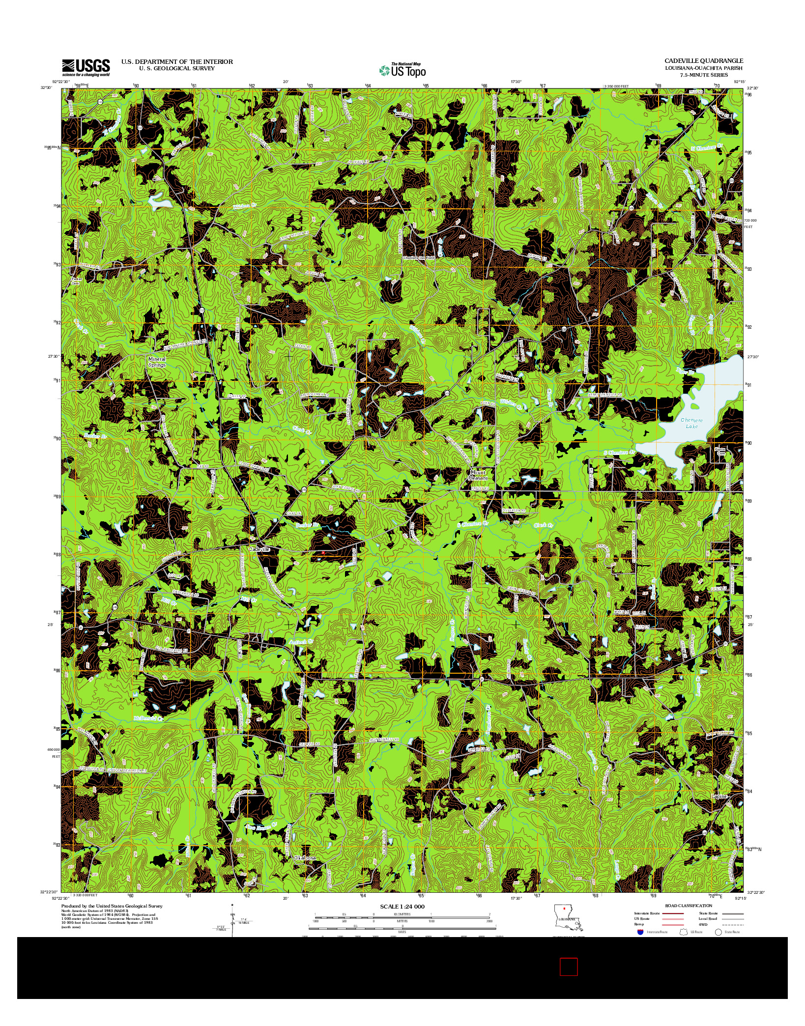 USGS US TOPO 7.5-MINUTE MAP FOR CADEVILLE, LA 2012