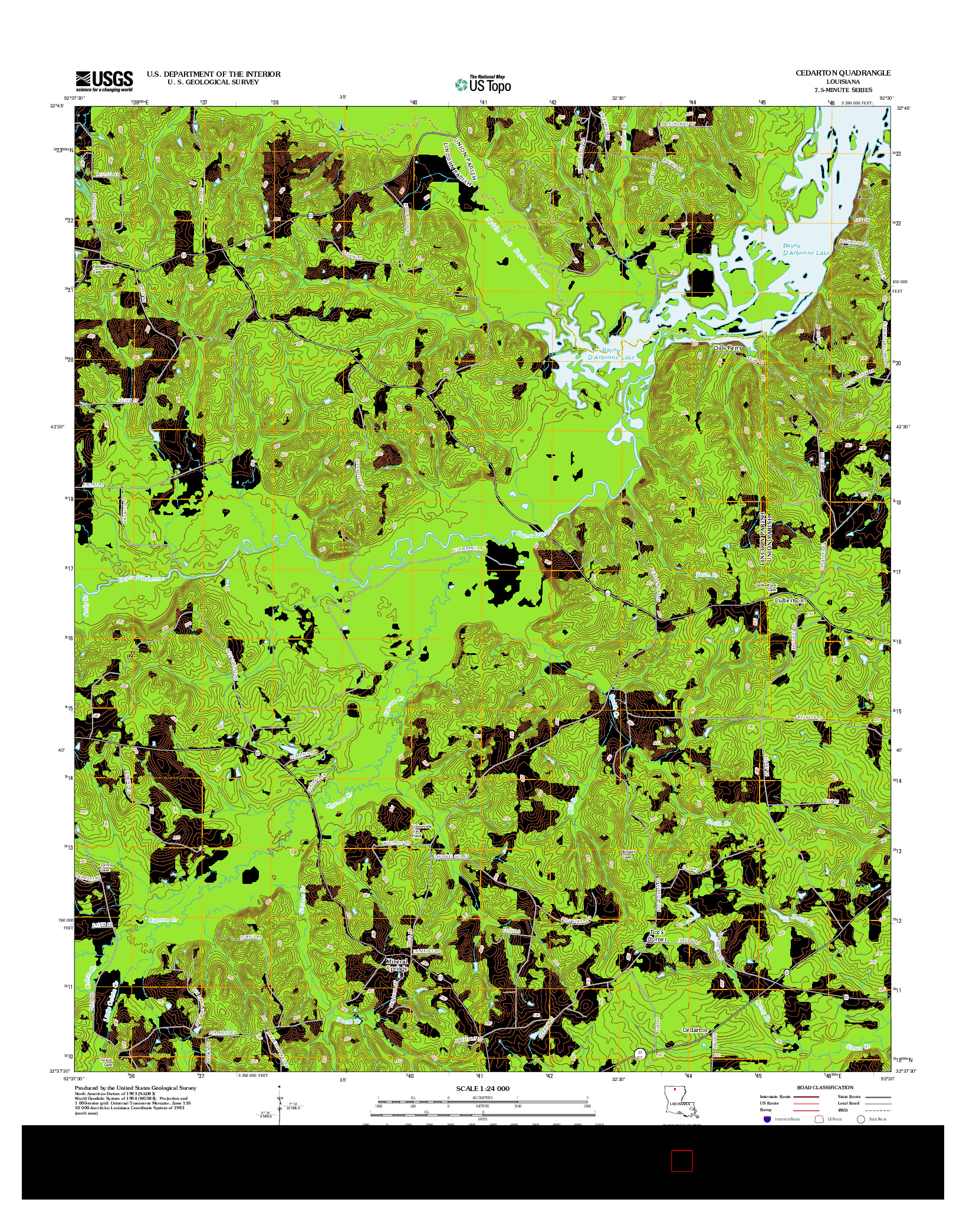 USGS US TOPO 7.5-MINUTE MAP FOR CEDARTON, LA 2012