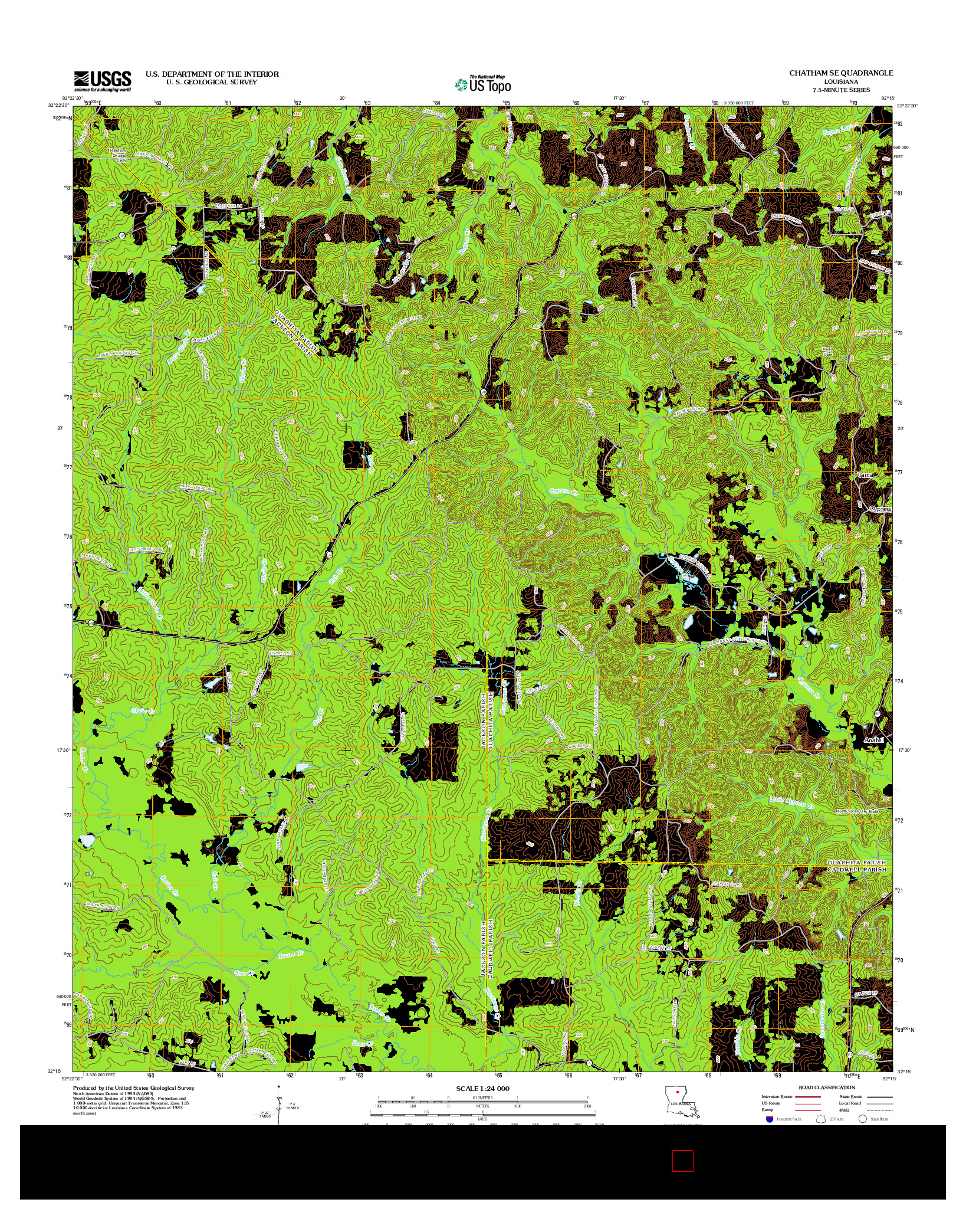 USGS US TOPO 7.5-MINUTE MAP FOR CHATHAM SE, LA 2012